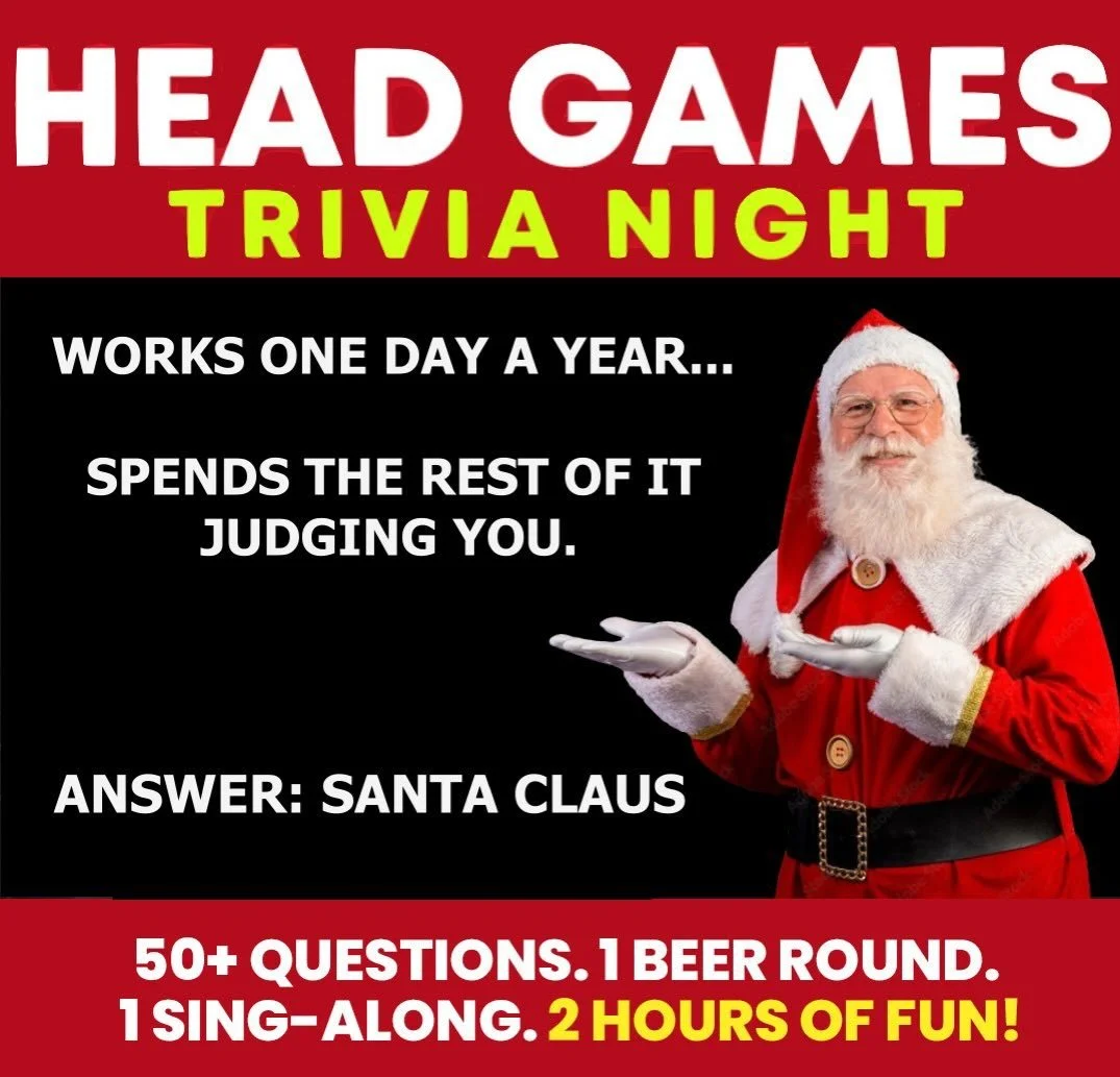 🧠 Head Games Trivia Night - TONIGHT! 🍺

&rsquo;Tis the season for laughs, friendly competition, and gathering your favorite people! Bring your friends, family, coworkers, and holiday visitors to Trivia Tuesday at Draughtsmen Aleworks, starting at 6