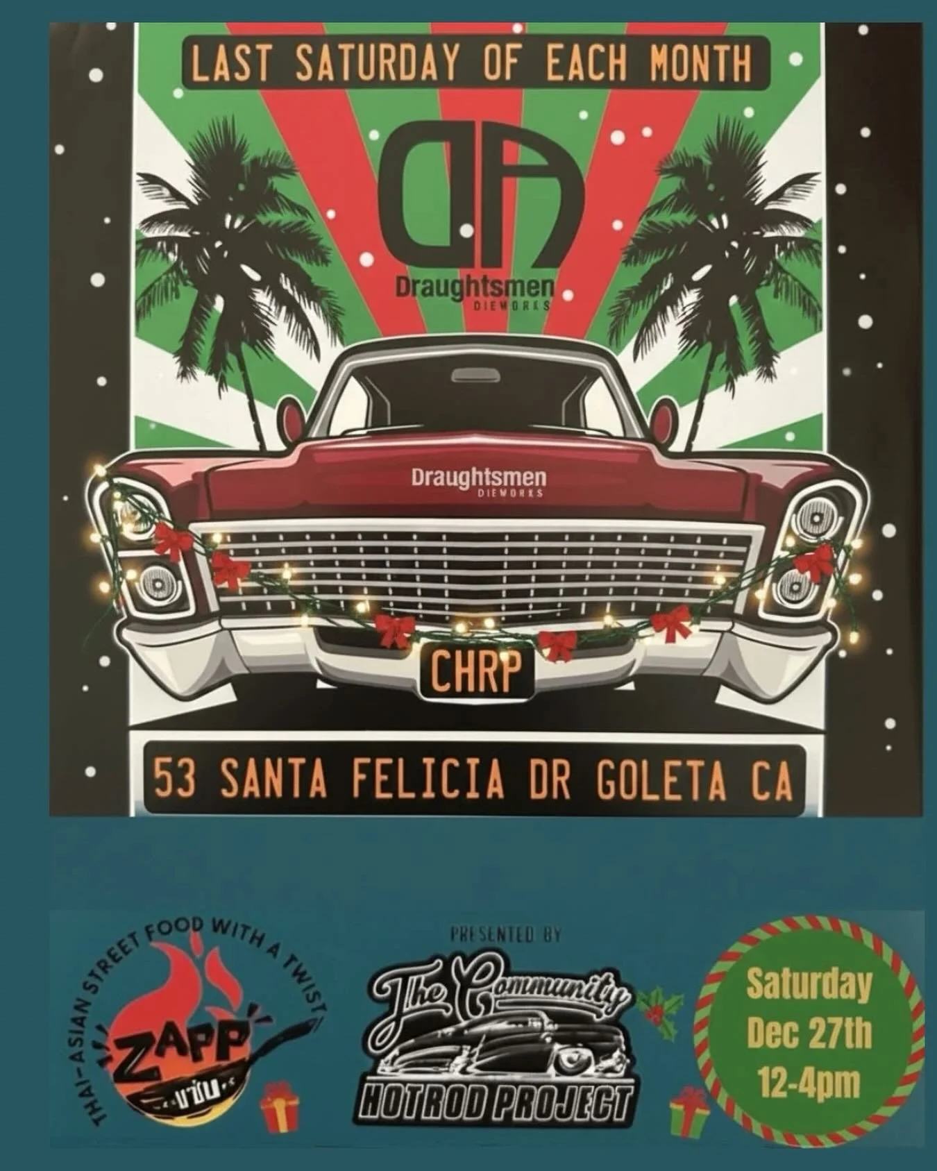 🚗 Community &amp; Cars: Holiday Edition 🎄Benefiting the Community Hot Rod Project

🎃 Saturday, Dec 27
🕛 12&ndash;4pm | Vintage Car Show (holiday-style!) 

Cruise in for a laid-back afternoon of classic cars, community spirit, and FREE family fun.