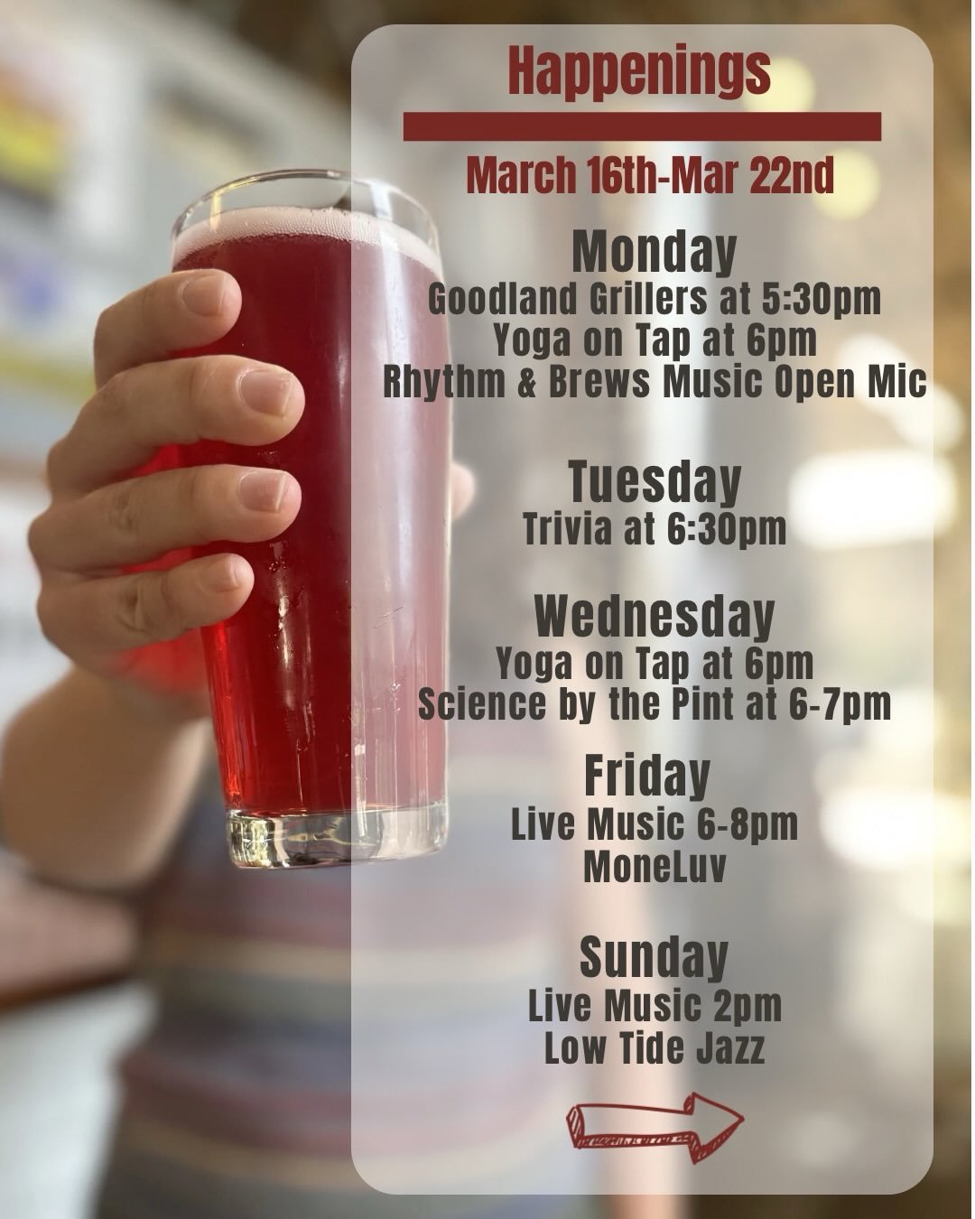 🍻 Happenings at Draughtsmen Aleworks this week

🎶 Mon 3/16  TODAY! Rhythm &amp; Brews Music Showcase 🍺 Local music, cold beer, and community vibes come together. Rhythm &amp; Brews is a music-forward open mic built to celebrate creativity and conn