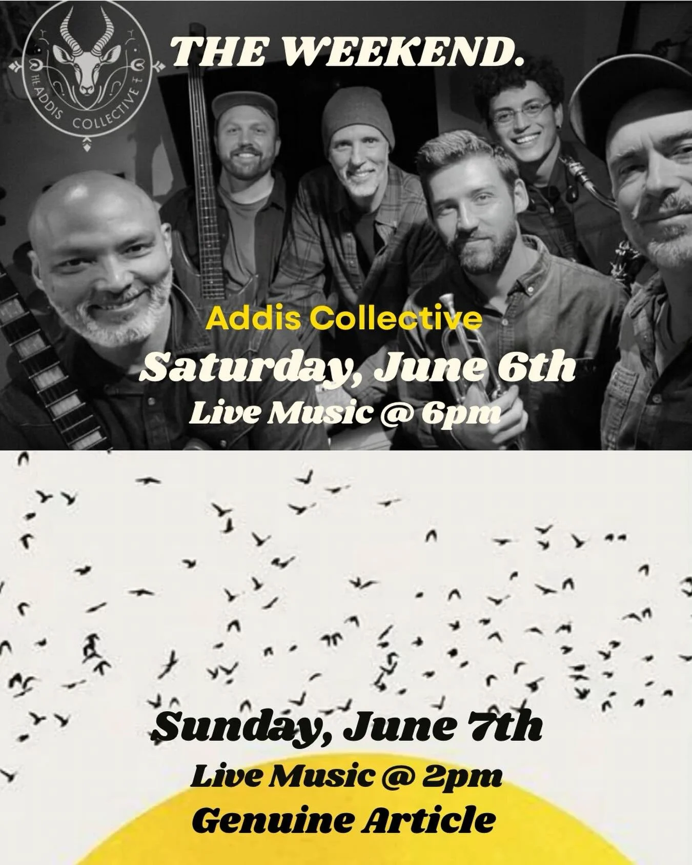 Lookin&rsquo; for some live music, good food from @zappfoodtruck and a relaxing weekend. You found it! 

🎶 Sat 6/06 | Live Music @ 6pm Kick off the weekend with grooves from Addis. Good music, good drinks, good company.

🎶 Sun 6/07 | Live Music @ 2