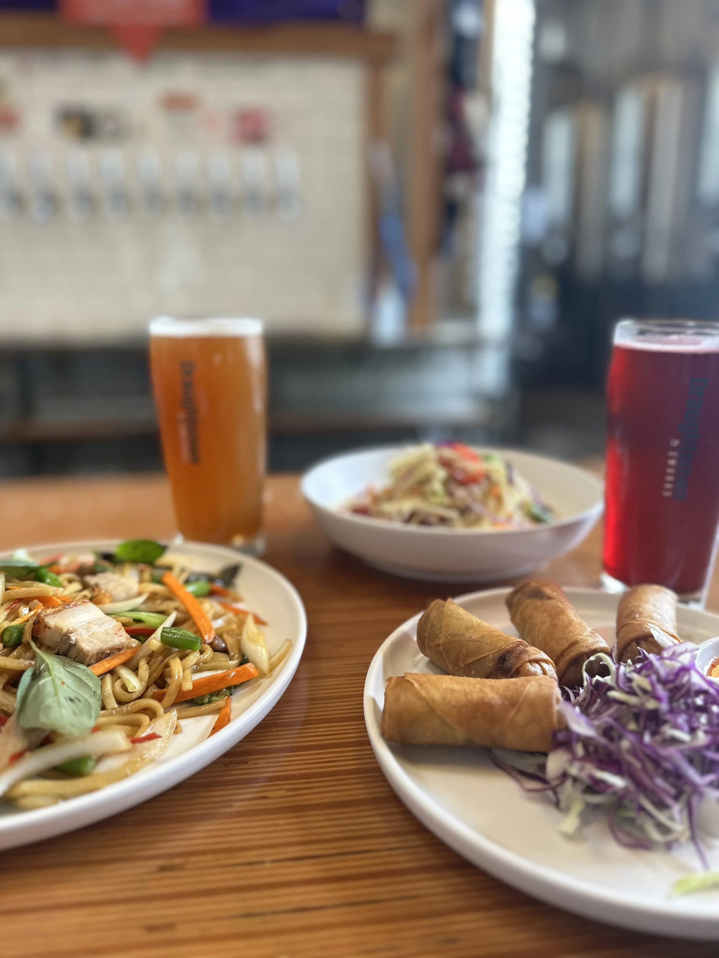 Zapp Thai food and Draughtsmen beverages at Draughtsmen Aleworks in Goleta, CA