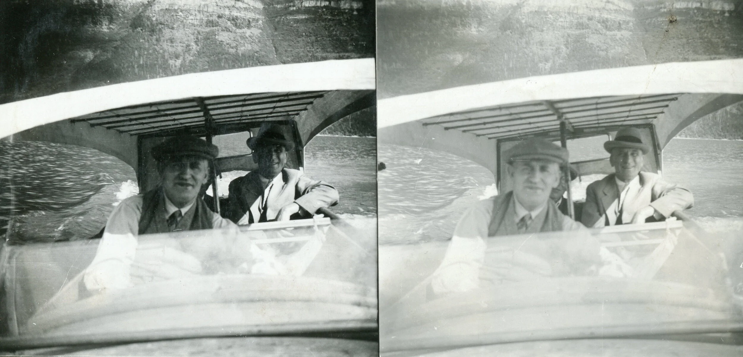 Unk people in boat on Upper  Waterton Lake 1933