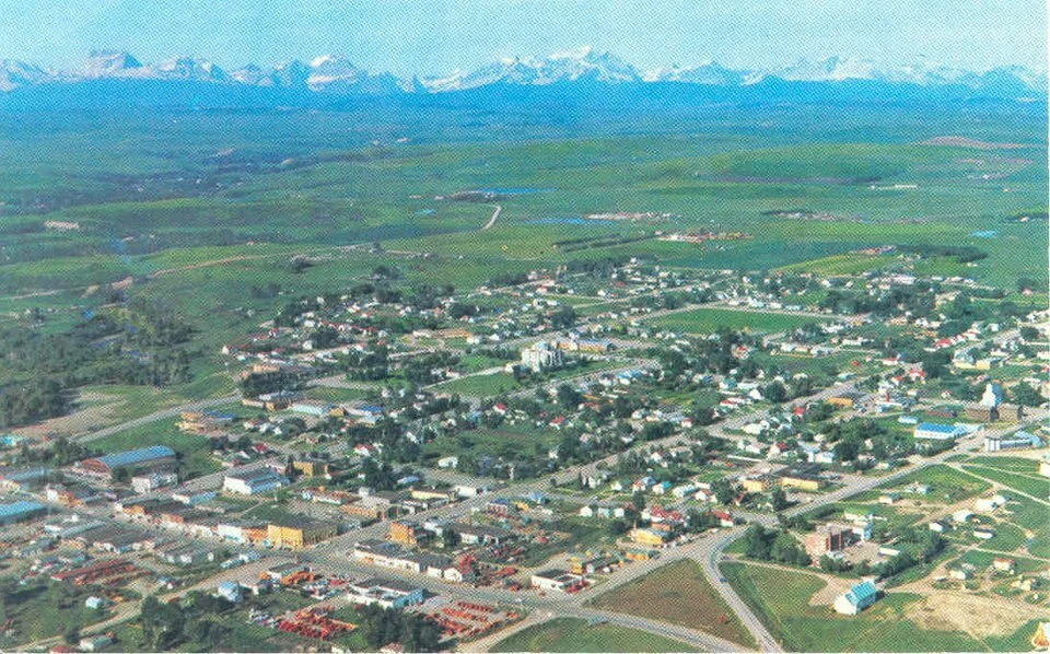 Cardston, aerial view, mid 60s