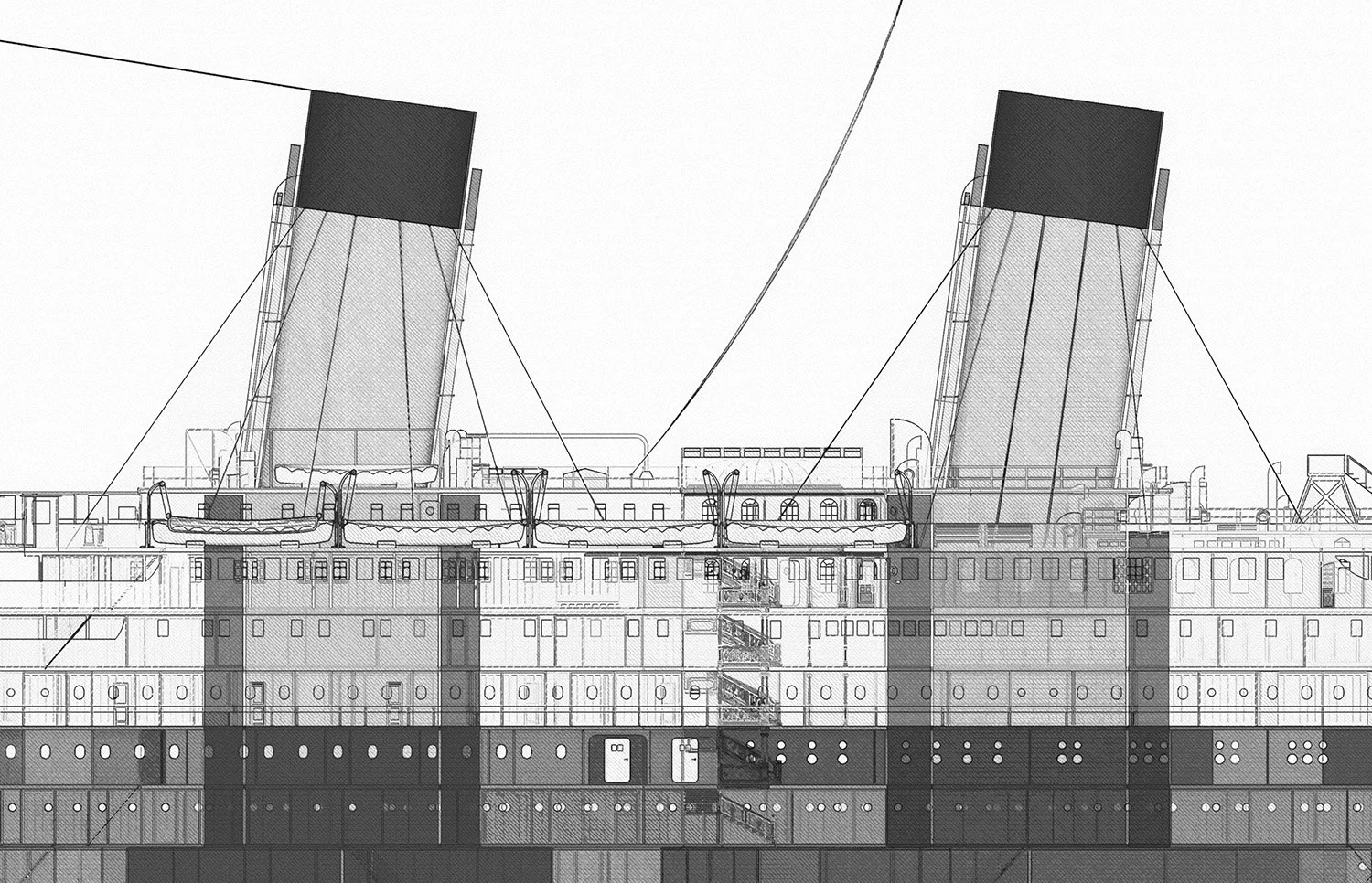 Ocean Liner RMS Titanic Technical Drawing Port Side — Fan Art