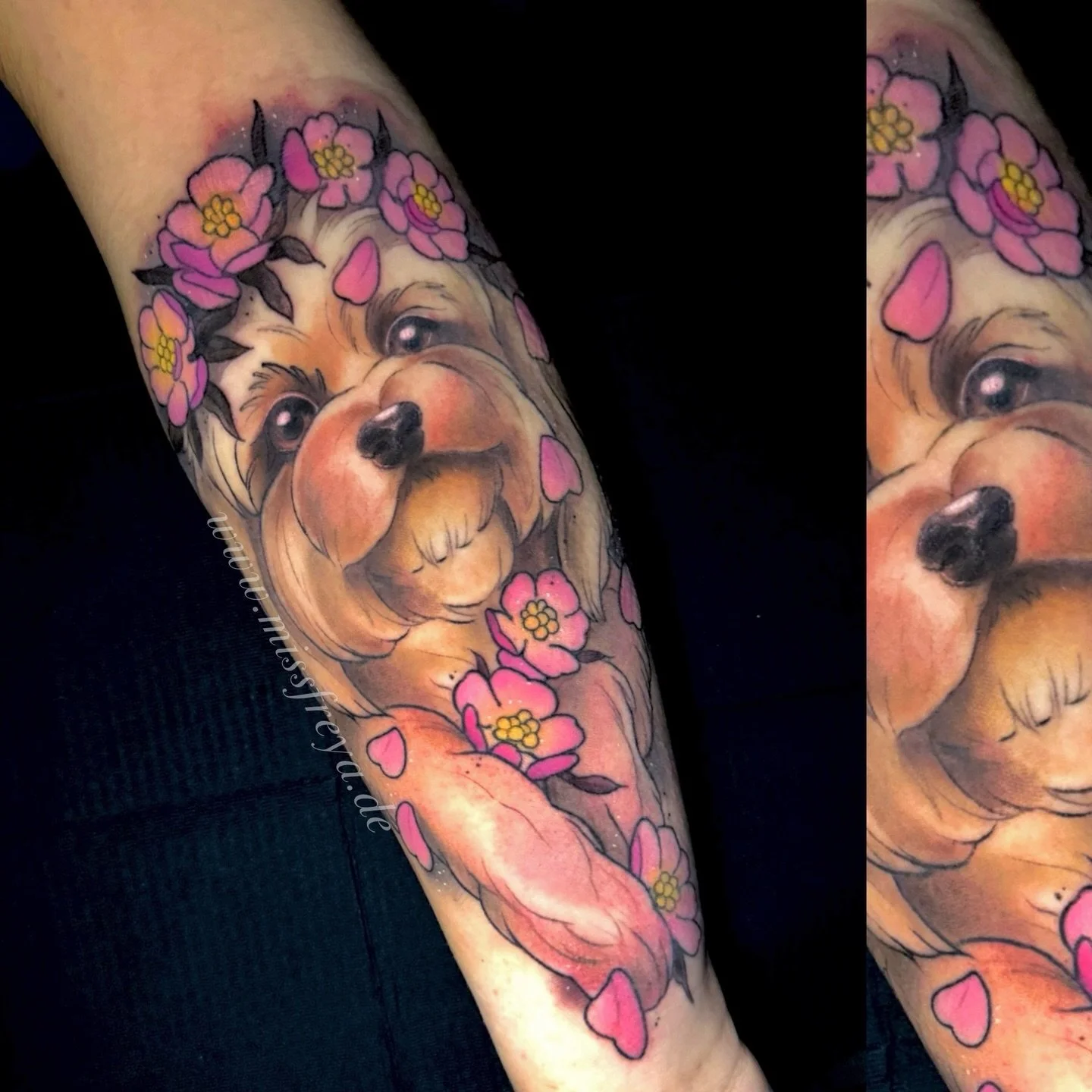 Lovely furball I got to do for @pia.hnf recently ✨✨
There is so many doggos / pets I still never got to tattoo &mdash; anyone up for their loved creature to be forever on your skin? 

✨My books for next year are open ✨

#dogtattooportrait #frankfurtt