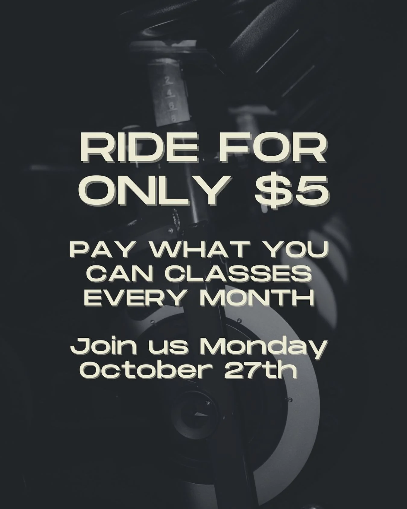 At Revel, we&rsquo;re all about sweaty fun for everyone. Once a month we&rsquo;re offering a Pay What You Can ride so more folks can jump in on the music, movement, and community vibes, with no financial stress. 🤩

How: Grab a class for $5, $10, or 
