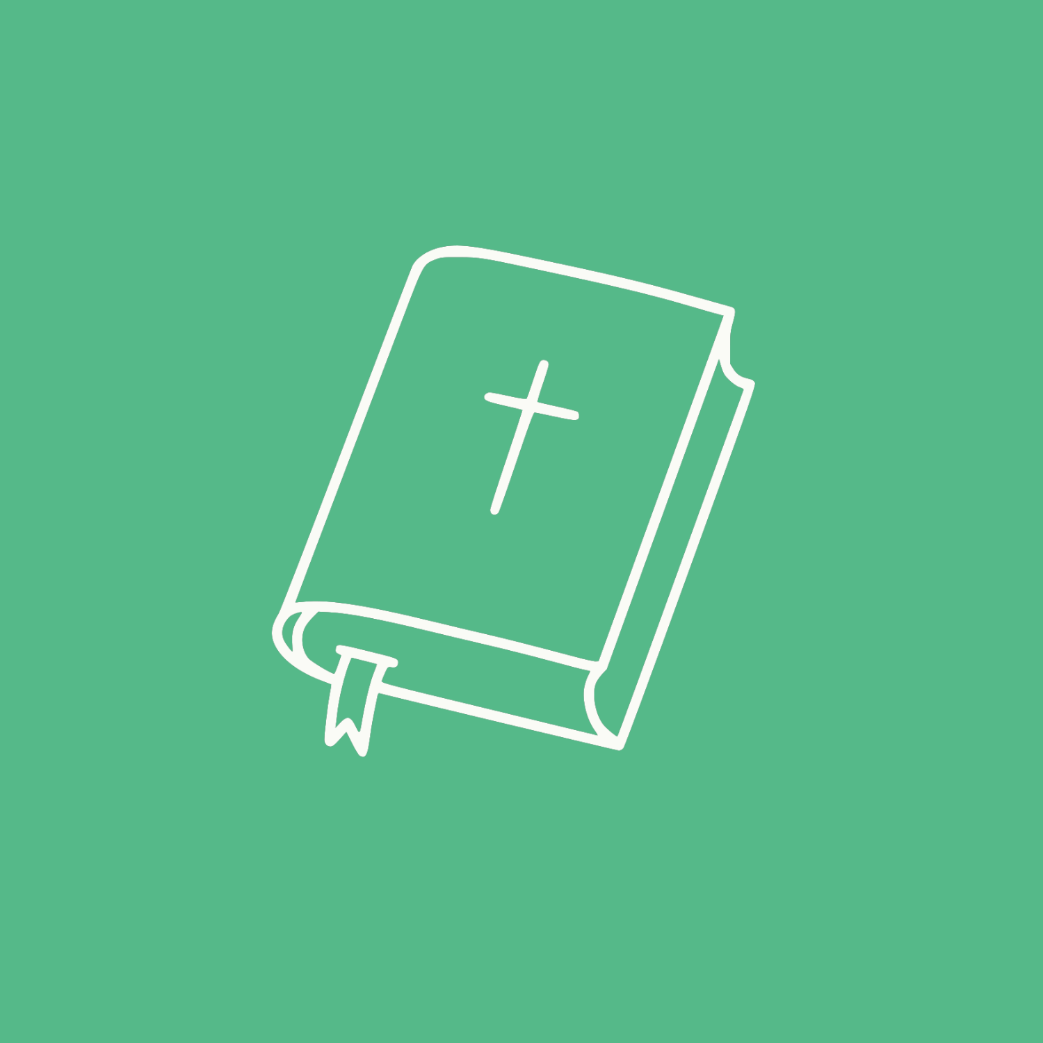 Outline illustration of two hands pressed together in prayer or greeting gesture against a teal background.