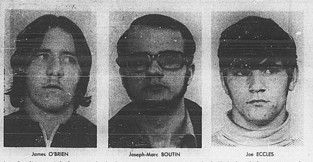  Au moment de l’enquête, Jean-Marc Boutin était identifié par erreur en tant que Joseph-Marc Boutin.  Source: Journal La Presse, 4 septembre 1972 (BanQ) 