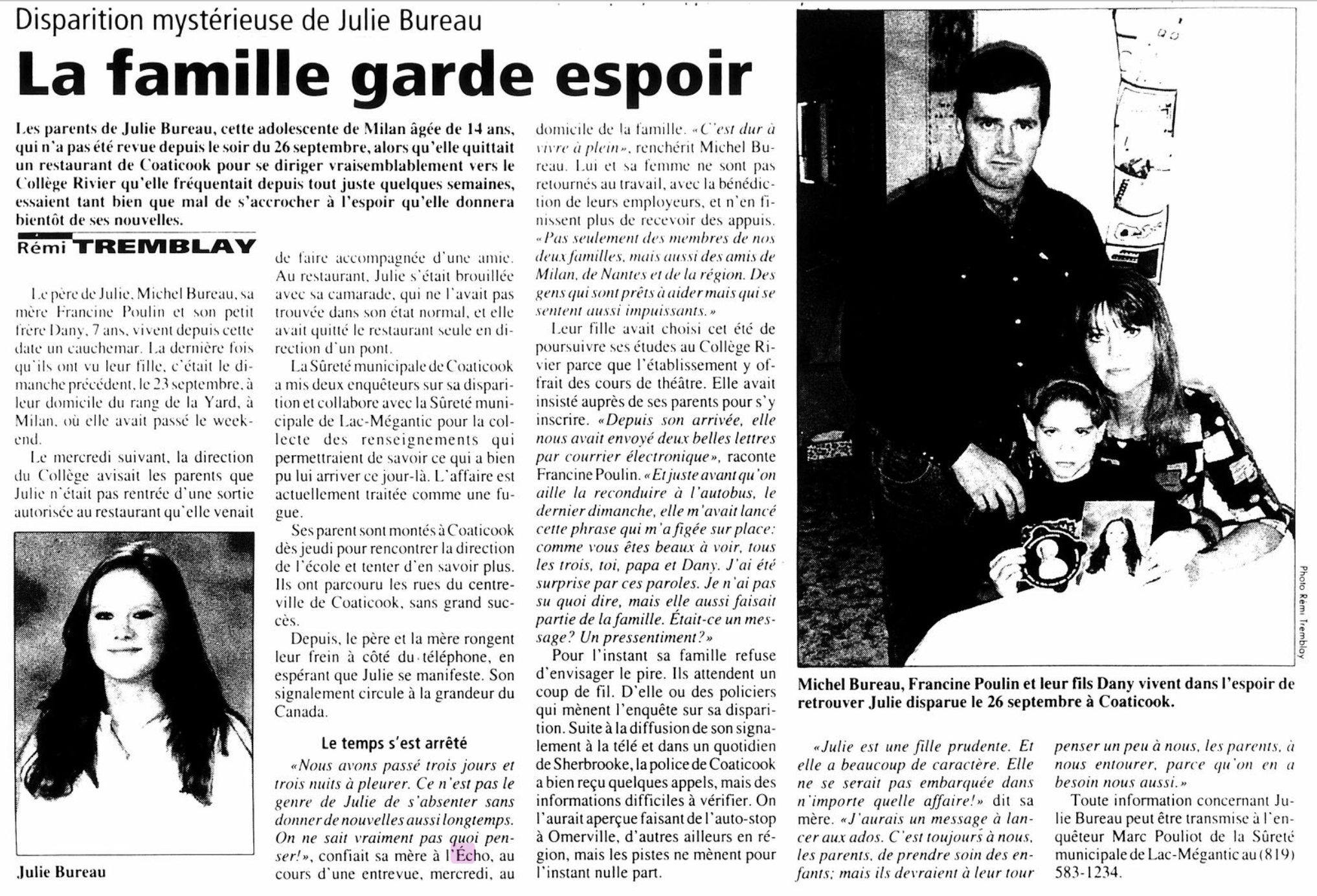  Journal L’écho de Frontenac, 7 octobre 2001 