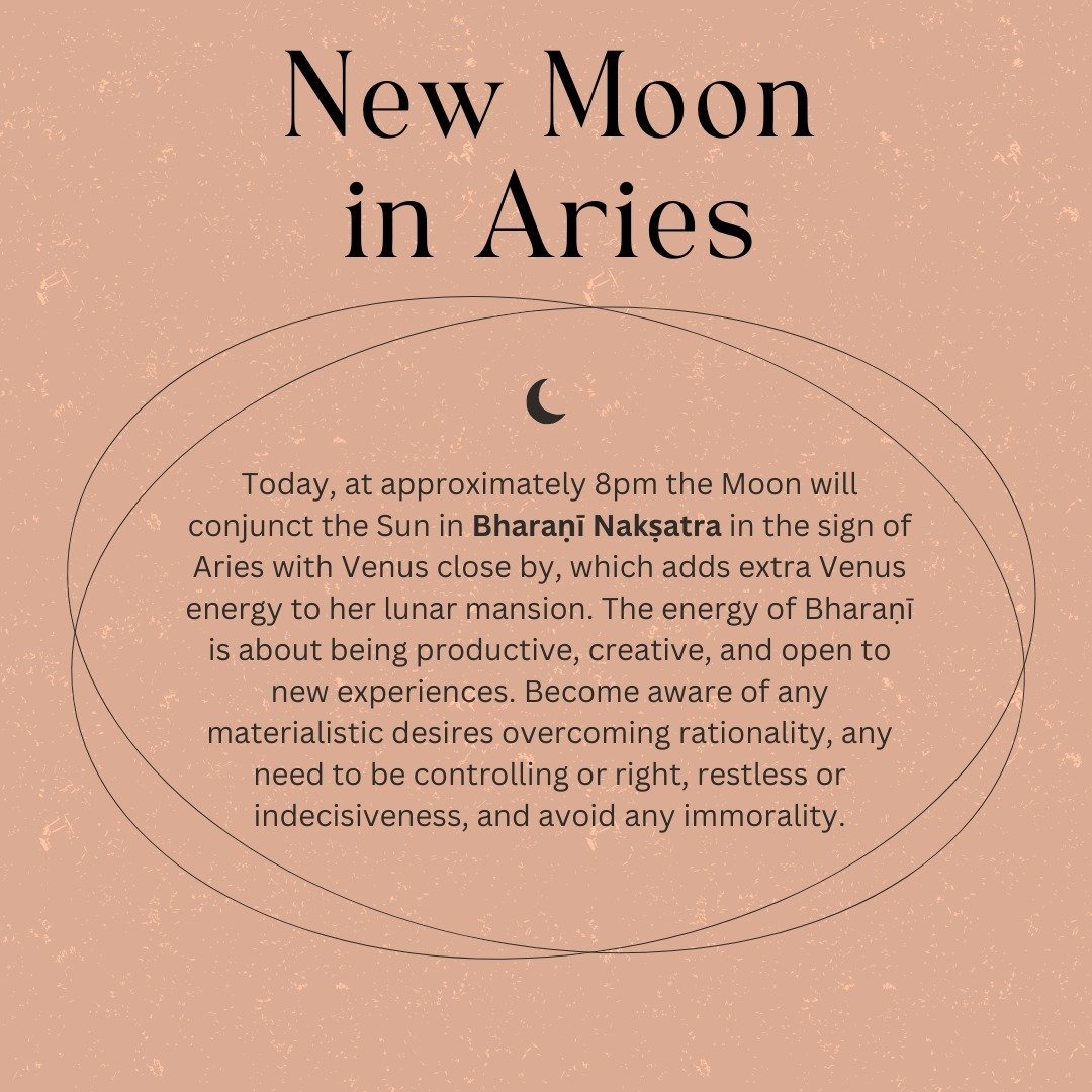 Our Sacred New Moon Gathering is TONIGHT starting at 5:30pm! 🌚

We will create ceremony and intentions around the monthly Nakṣatram and the energy these mansions embody.

To register, click the link in our bio!