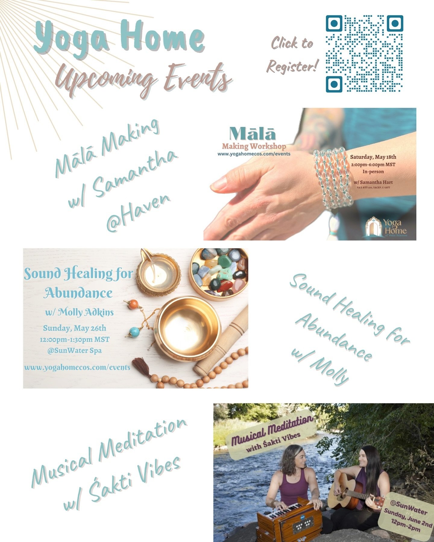 Hey all! We got some goodie workshops coming up! Starting this weekend making mālās! Join us for some community goodness!📿☺️🙏

www.yogahomecos.com/events for more!!

#yogahomecos #yogaworkshops #soundhealing #coloradoyoga #coloradospringsyoga #mani