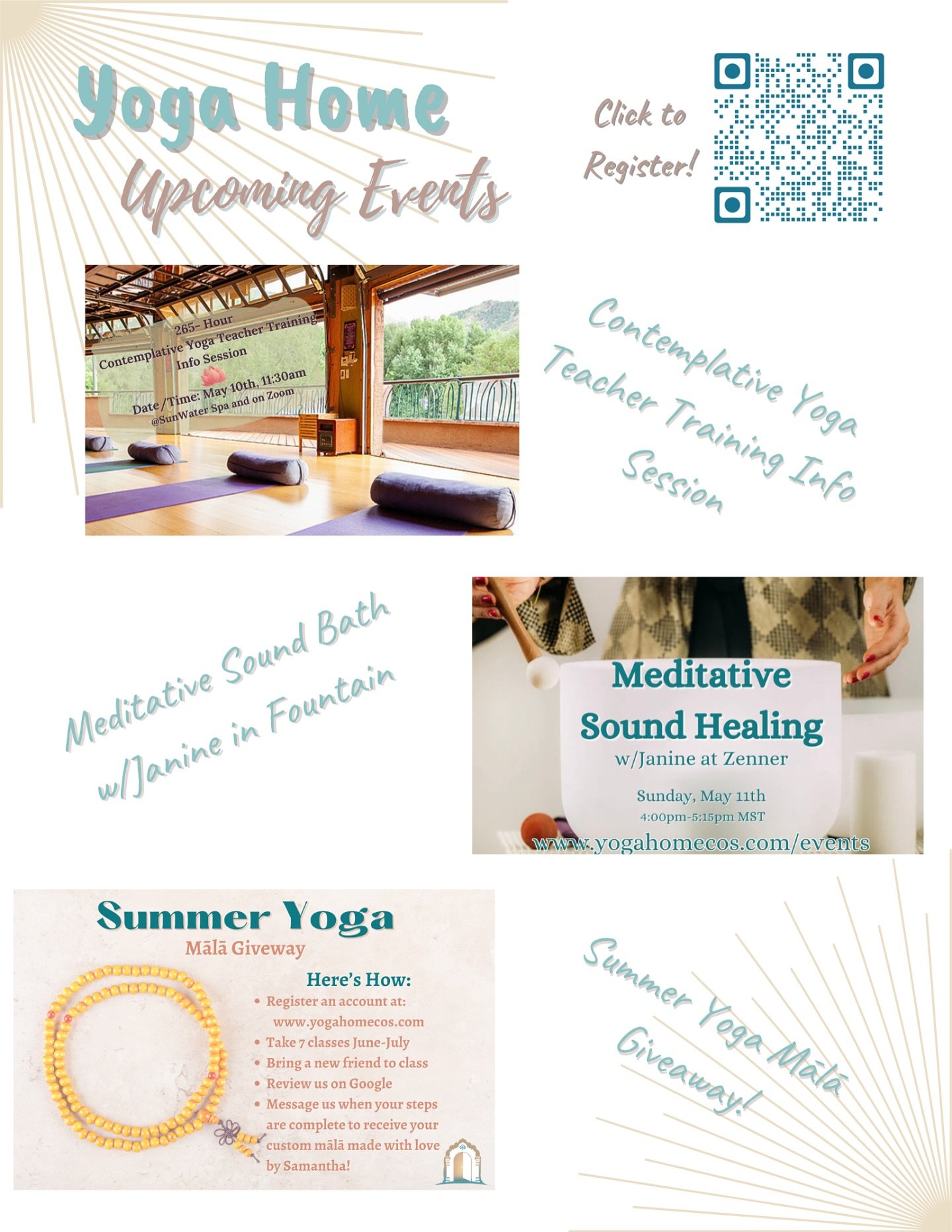 Exciting things coming up at Yoga Home! ✨
✨Retreats
✨Teacher training
✨Workshops
✨Our annual mālā giveaway
✨New Trainings
✨New classes and schedules!
✨A whole new look!
What are YOU hoping to see?
#yogahomecos #yogahome #virtualyoga #coloradoyoga
