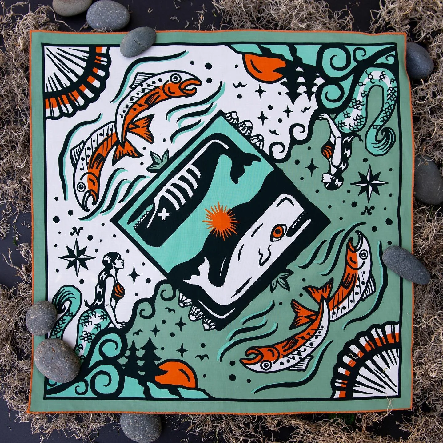 "Due North" 🌊 🐟 🌲 
Dropping this week September 14th!! Grab some of these sick bandanas designed by yours truly and brought to life by @bandits_bandanas. Big thanks to Connor and his wife Nicole for opportunity. Their company really car