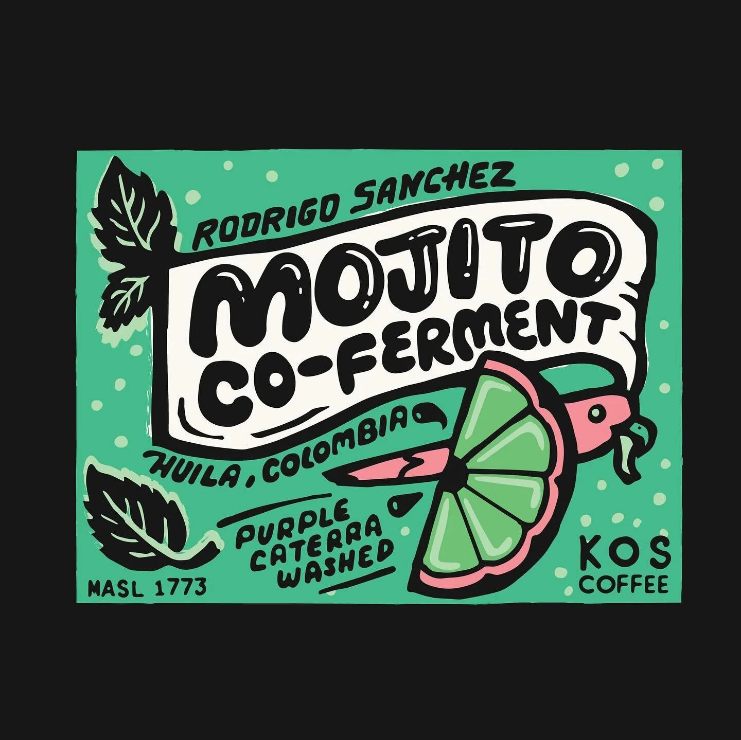 Some handdrawn coffee labels done up go a Mojito blend with a lime 🦜 
Okie I'm signing off to get a drinkie myself. This past month has been busy as hell. Not complaining, always grateful for business. I've been on the opposite side of it making shi