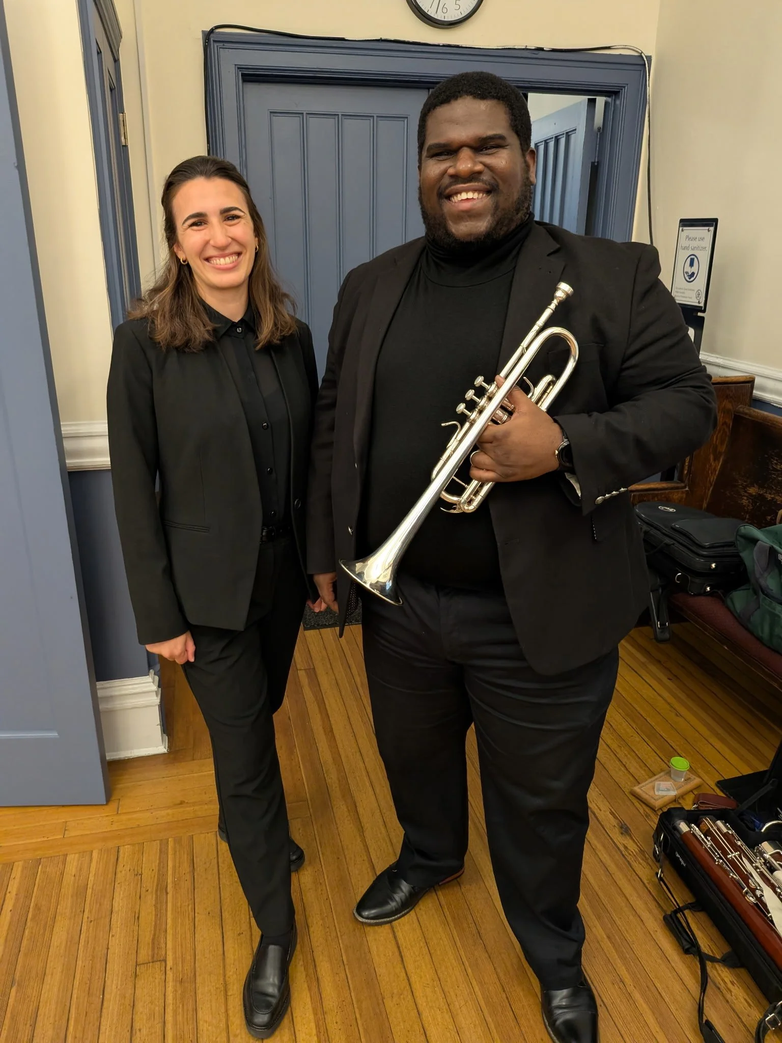 Audrey and Clyde Daley after performing Reena Esmail's "Rosa De Sal" for Trumpet and Orchestra