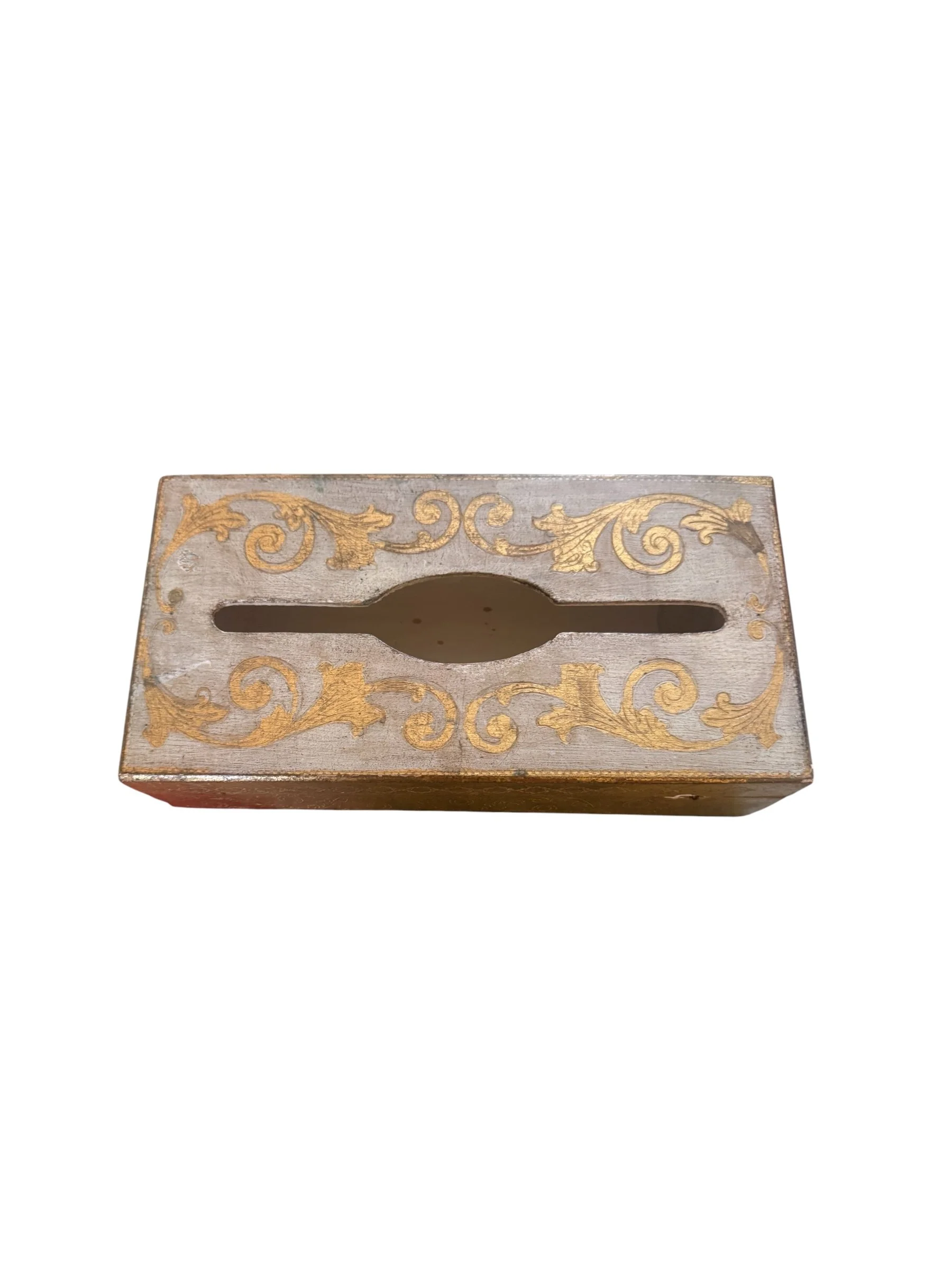Vintage Italian Florentine wooden tissue box cover