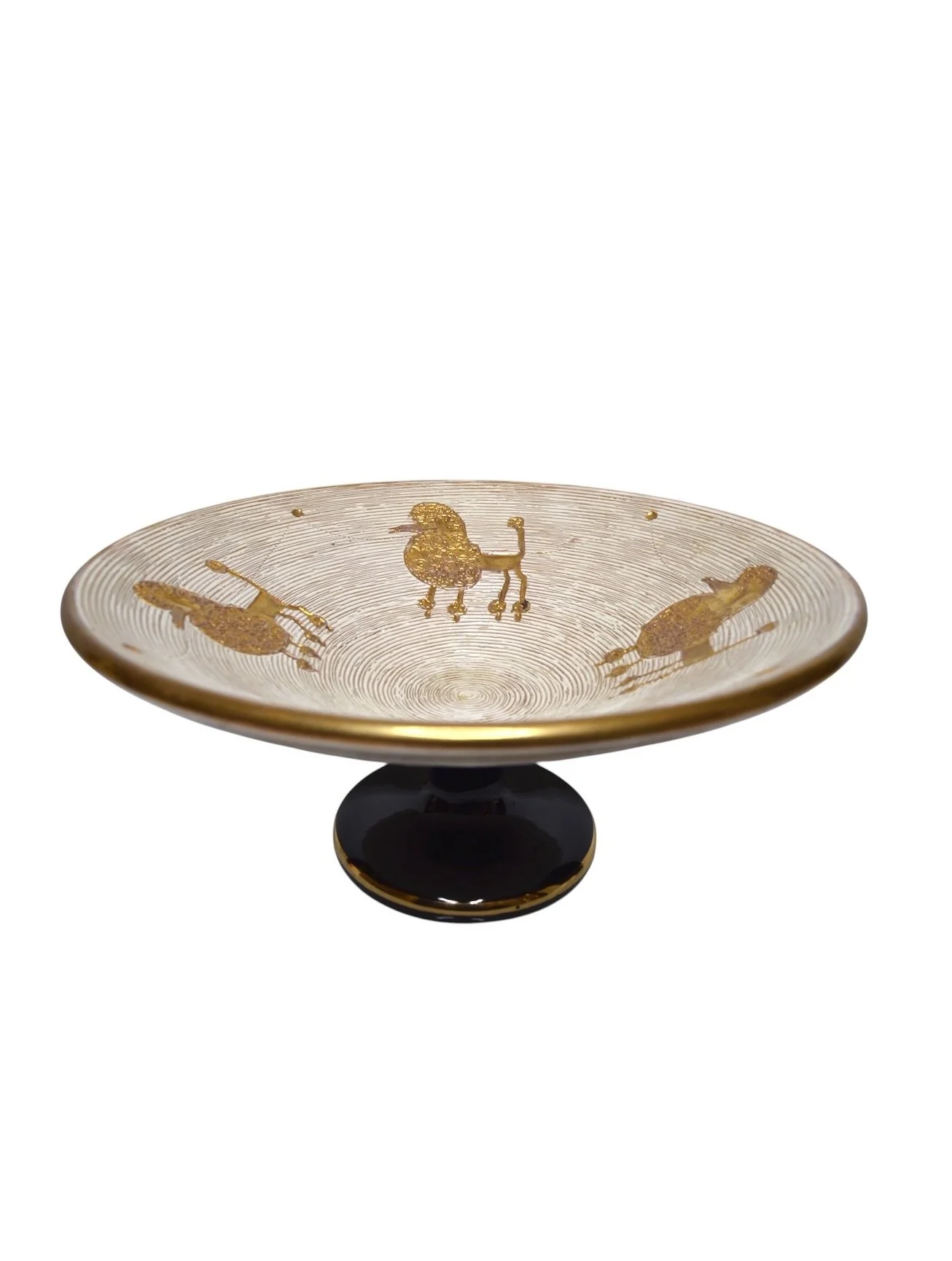Fabulous Fratelli Fanciullacci Gilded French Poodle Pedestal Dish, 1950s