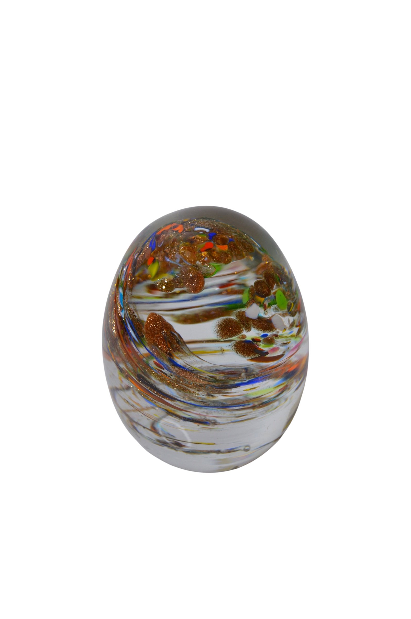 Hand Blown Egg Shaped Glass Paperweigh