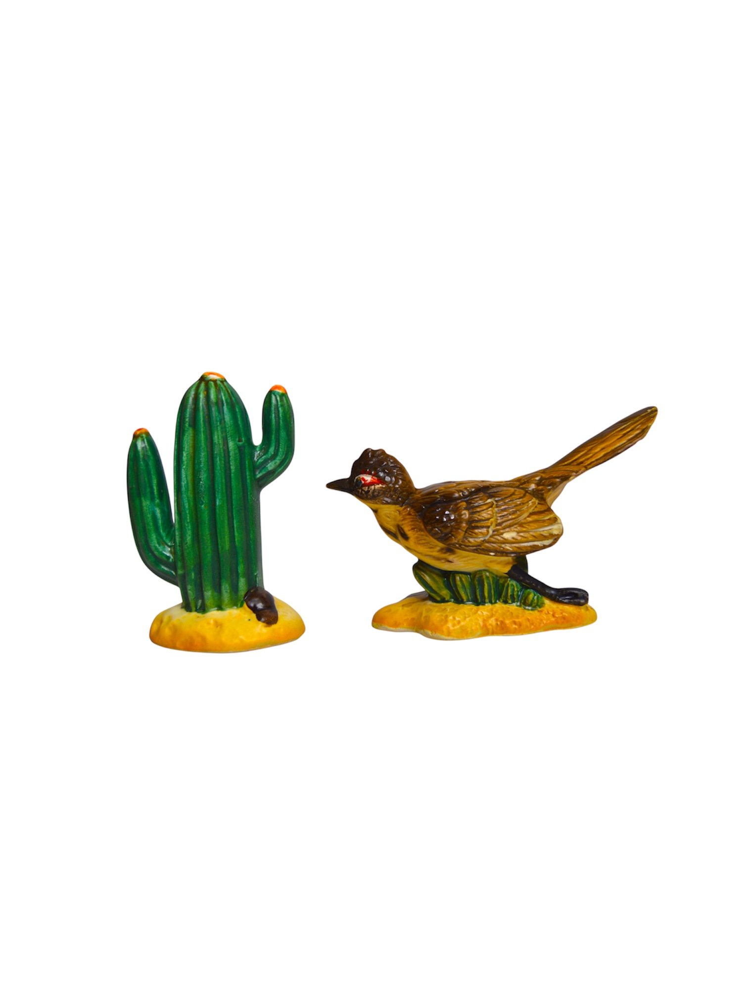 Vintage Road Runner & Cactus Salt and Pepper Shakers