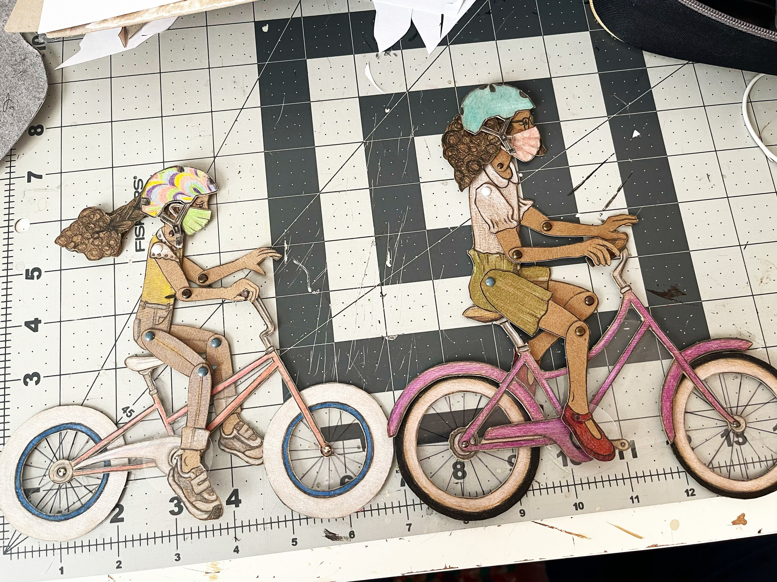 Sisters on bikes for Because of Dragons film, 2020