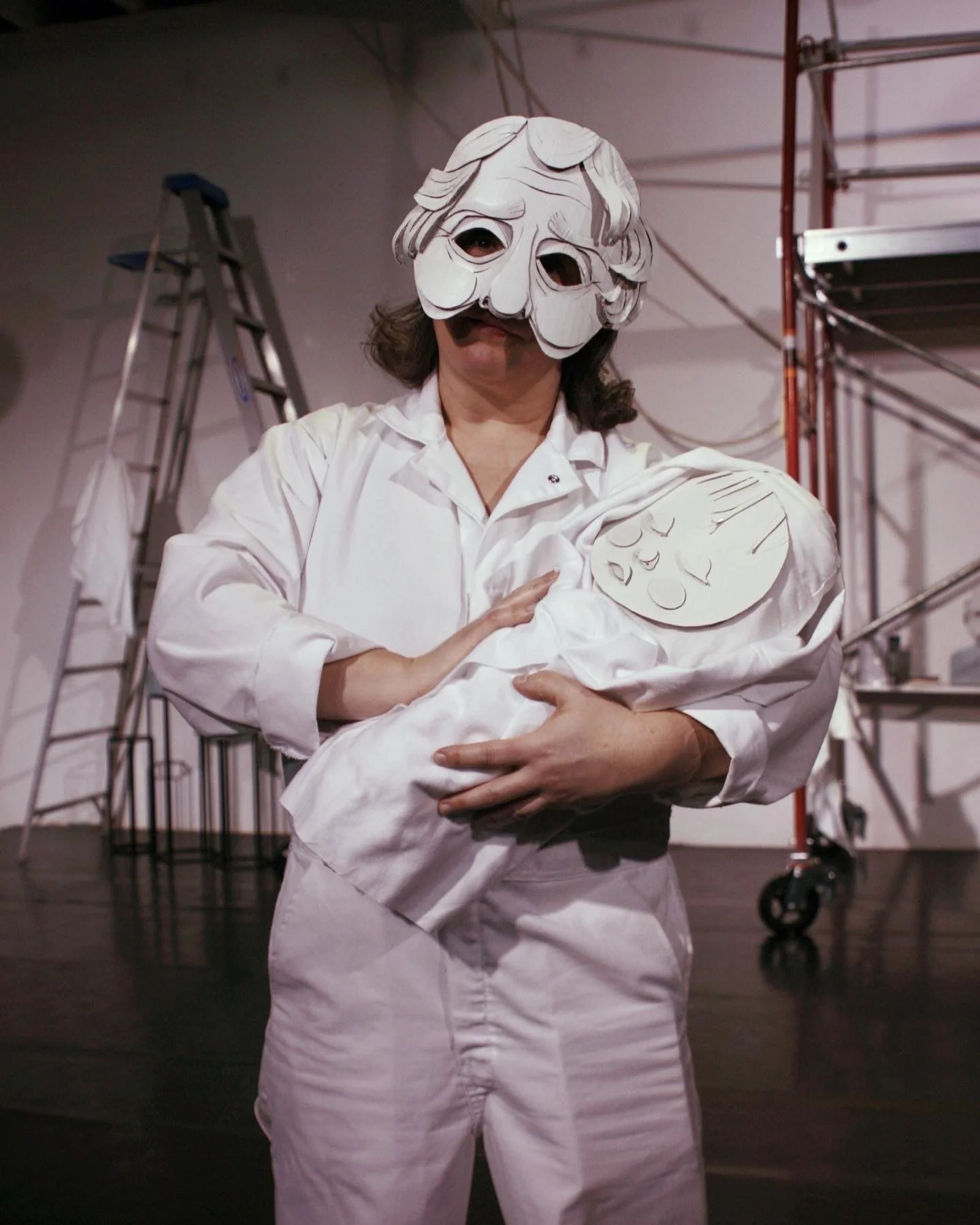 Nurse mask and baby for Medea, 2022.