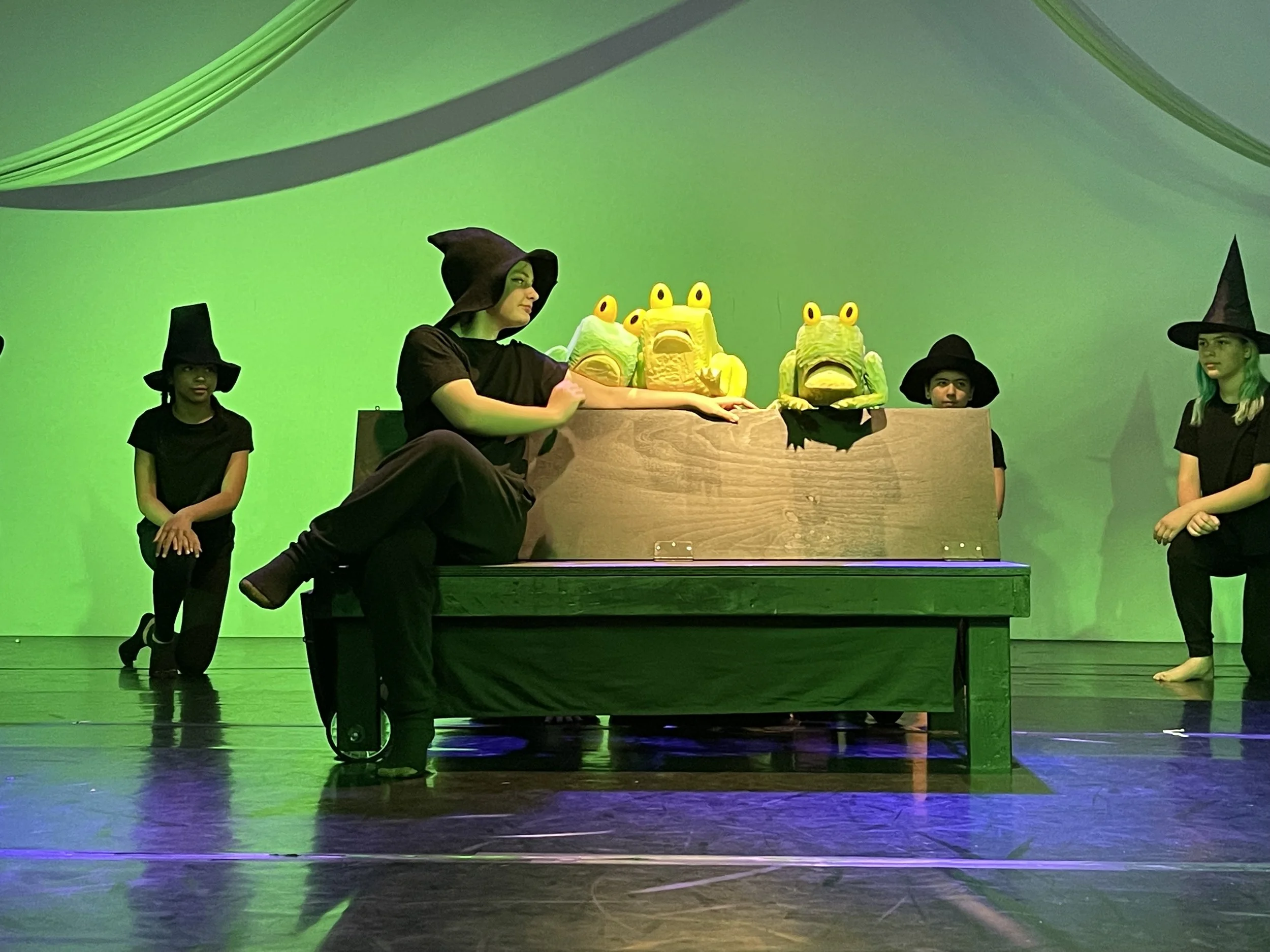 Frogs for Philly PACK's production of The Witches, 2023