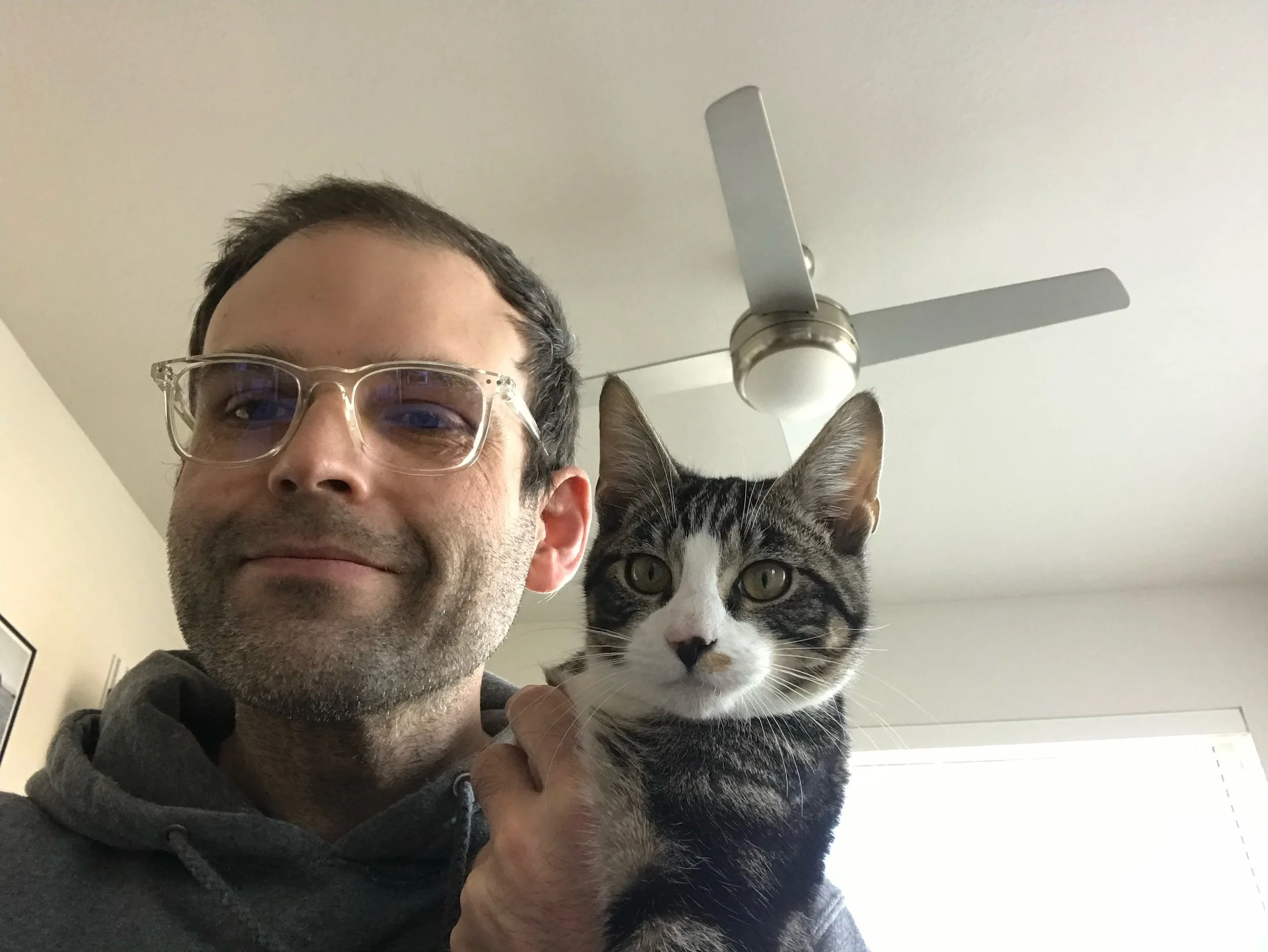 Kyle Larson with his cat.