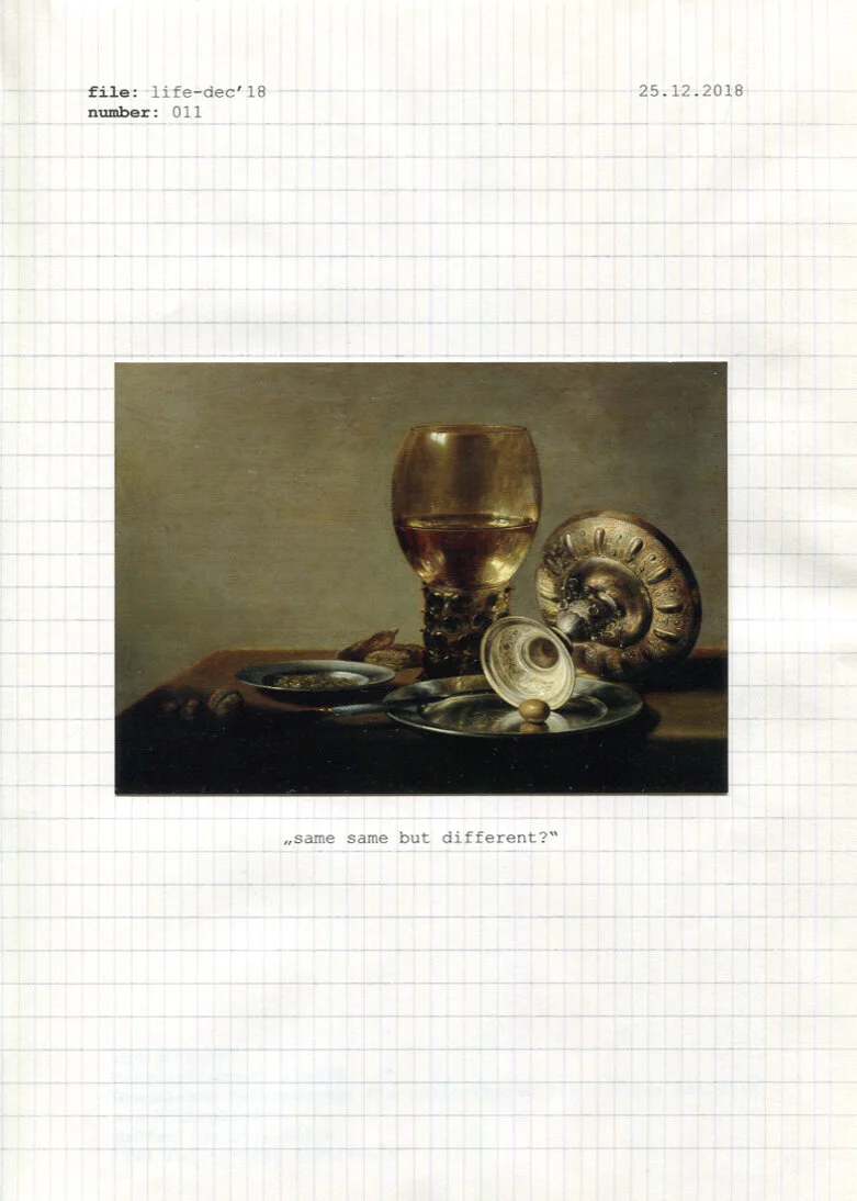 in the picture: postcard with a painting by Pieter Claesz (1597/98-1660), "Stilleben mit Römer und Silberschale", Kat.-Nr. 985 A, Staatliche Museen zu Berlin, Gemäldegalerie, Nr. 4616, photographed by Jörg P. Anders
