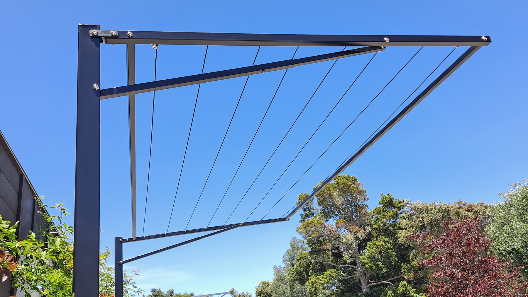 Freestanding Satin Black Powdercoated Clothesline
