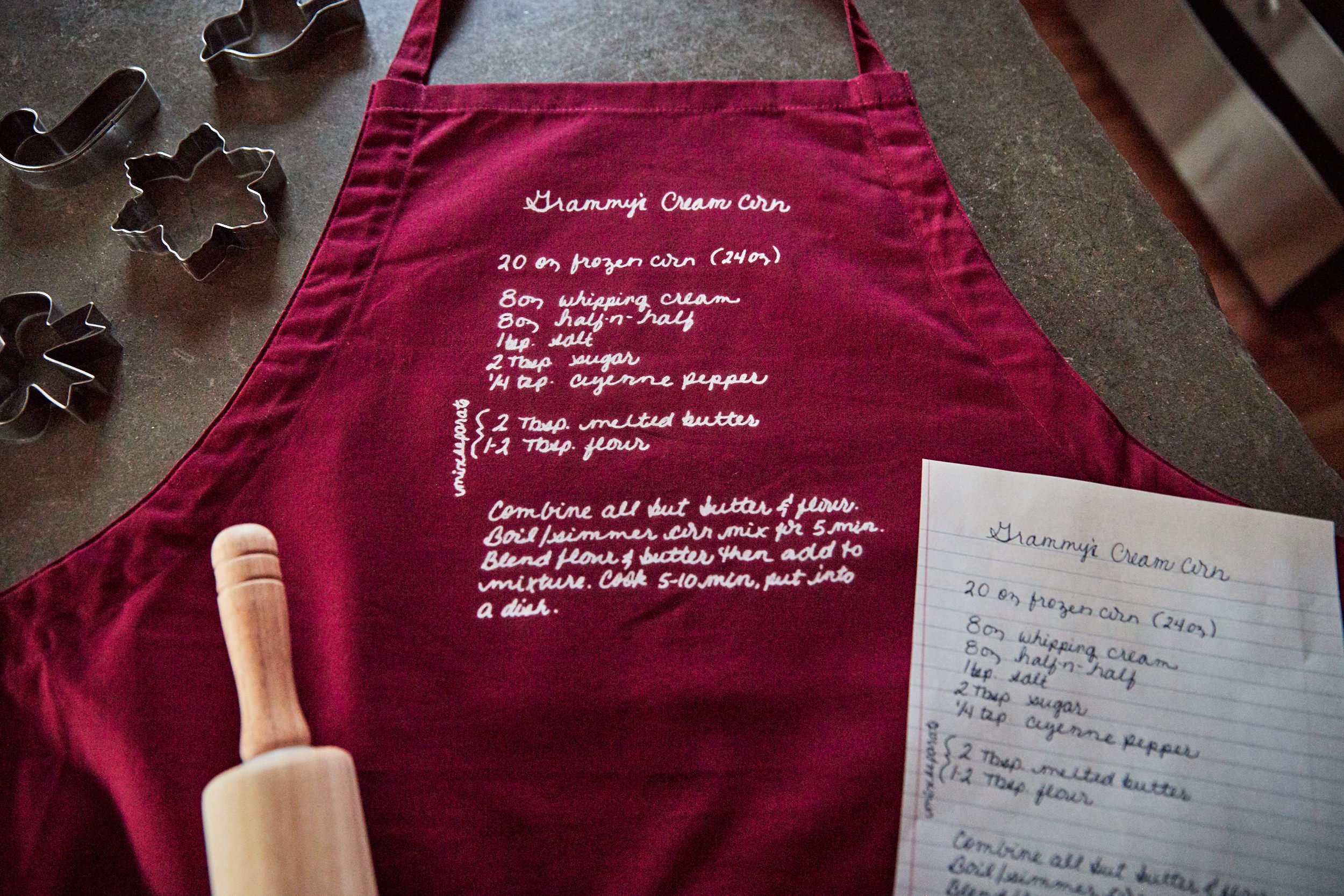  Handwritten recipe aprons and gifts by The Recipe Preserve. 