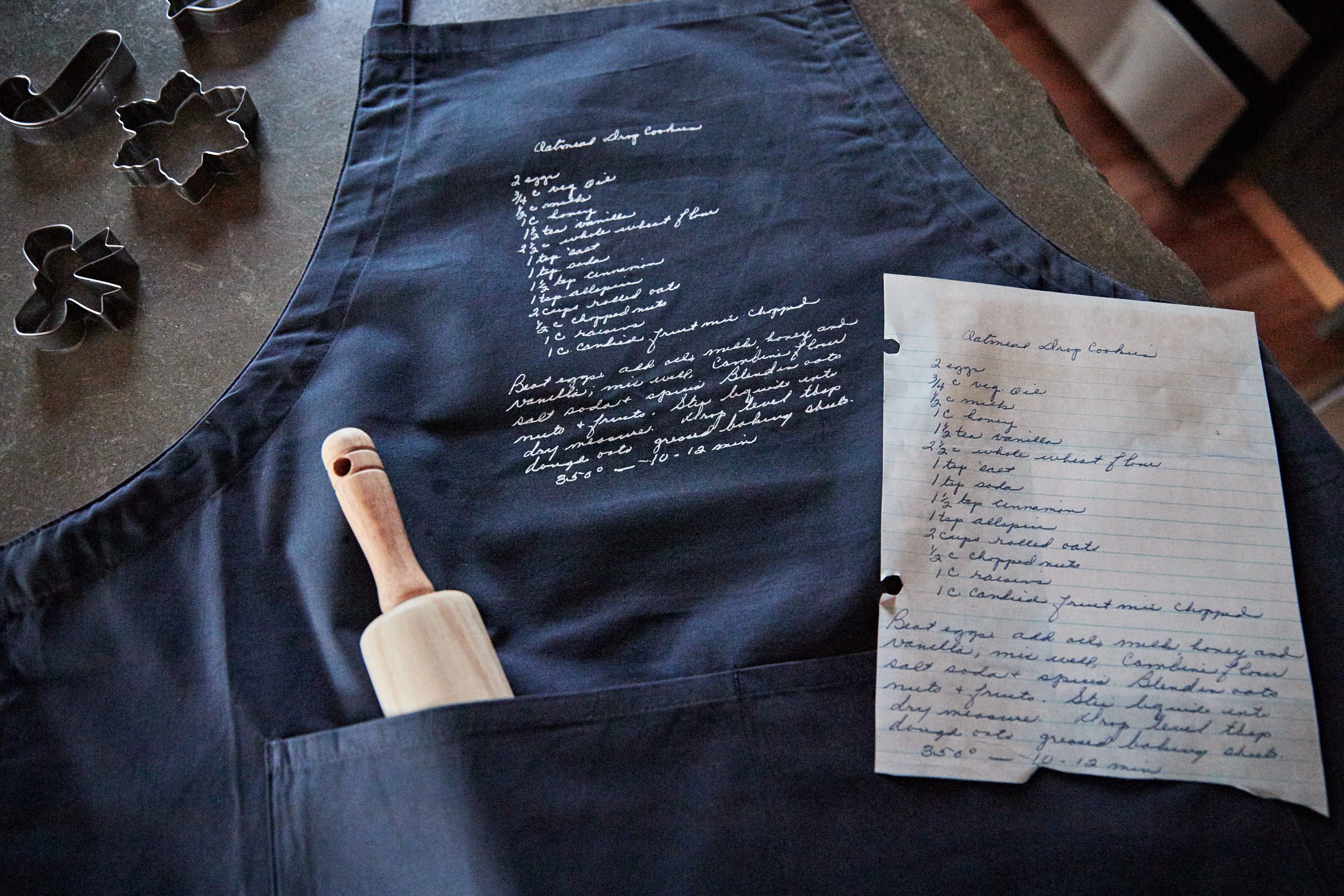  Handwritten recipe aprons and gifts by The Recipe Preserve. 