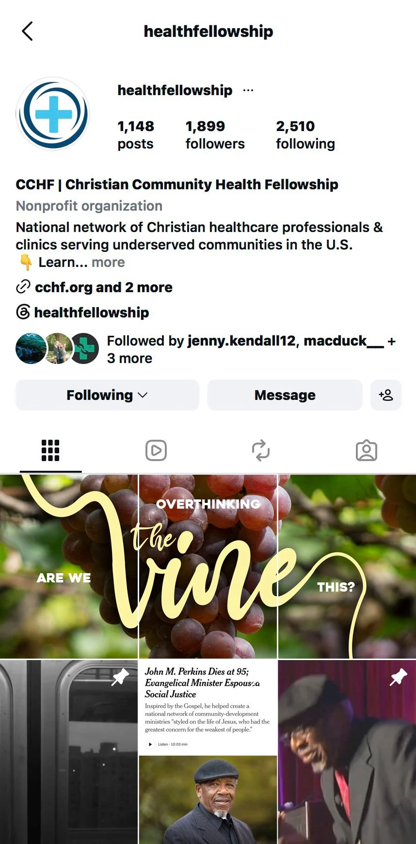 CCHF Health Fellowship Instagram Sample Page