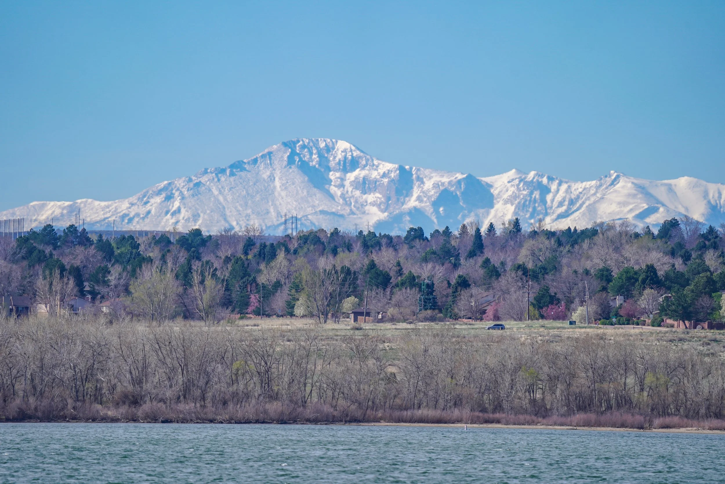 Pike's Peak over Cherry Creek Reservoir