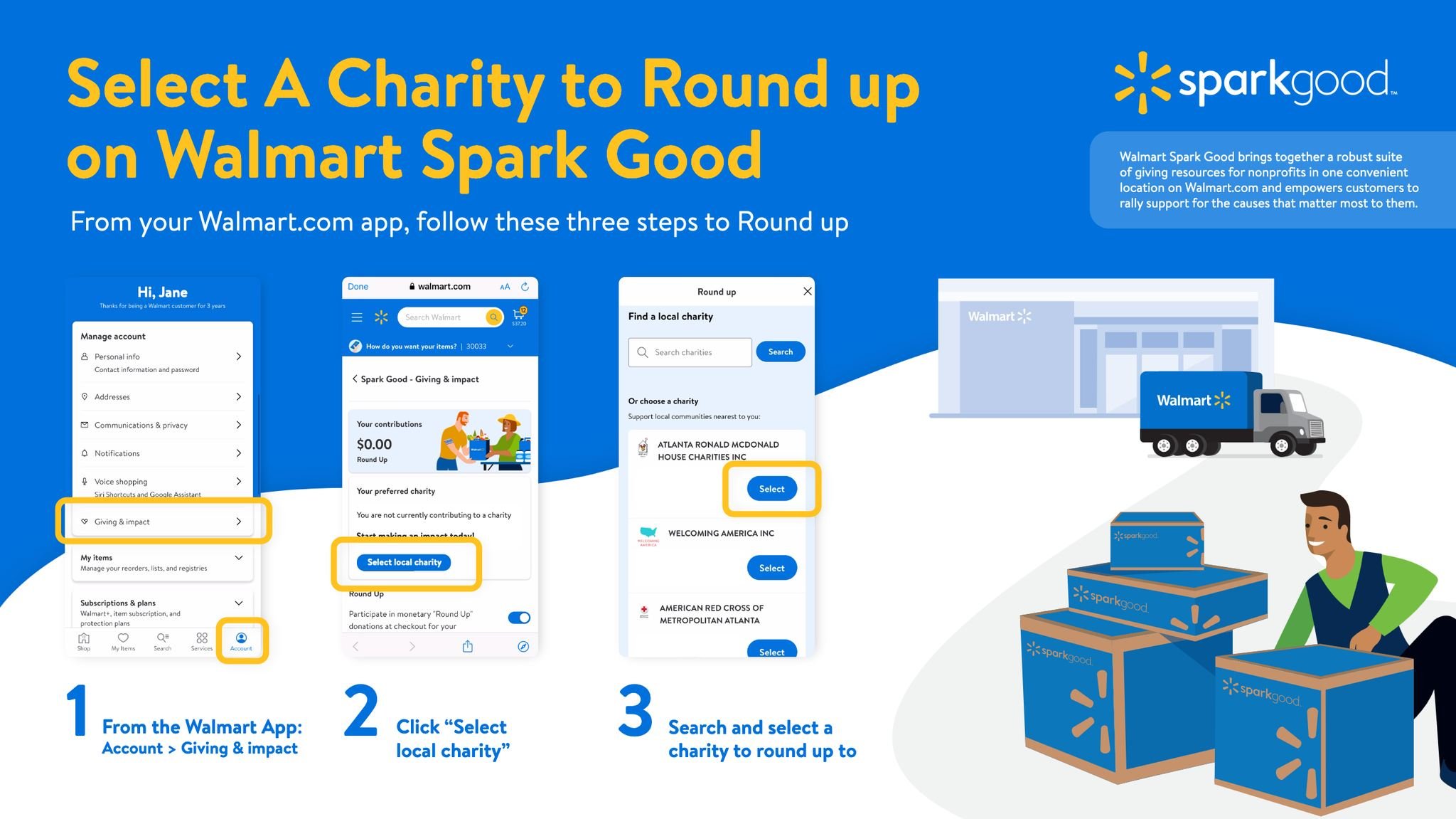 Follow these easy steps to donate when shopping at Walmart!