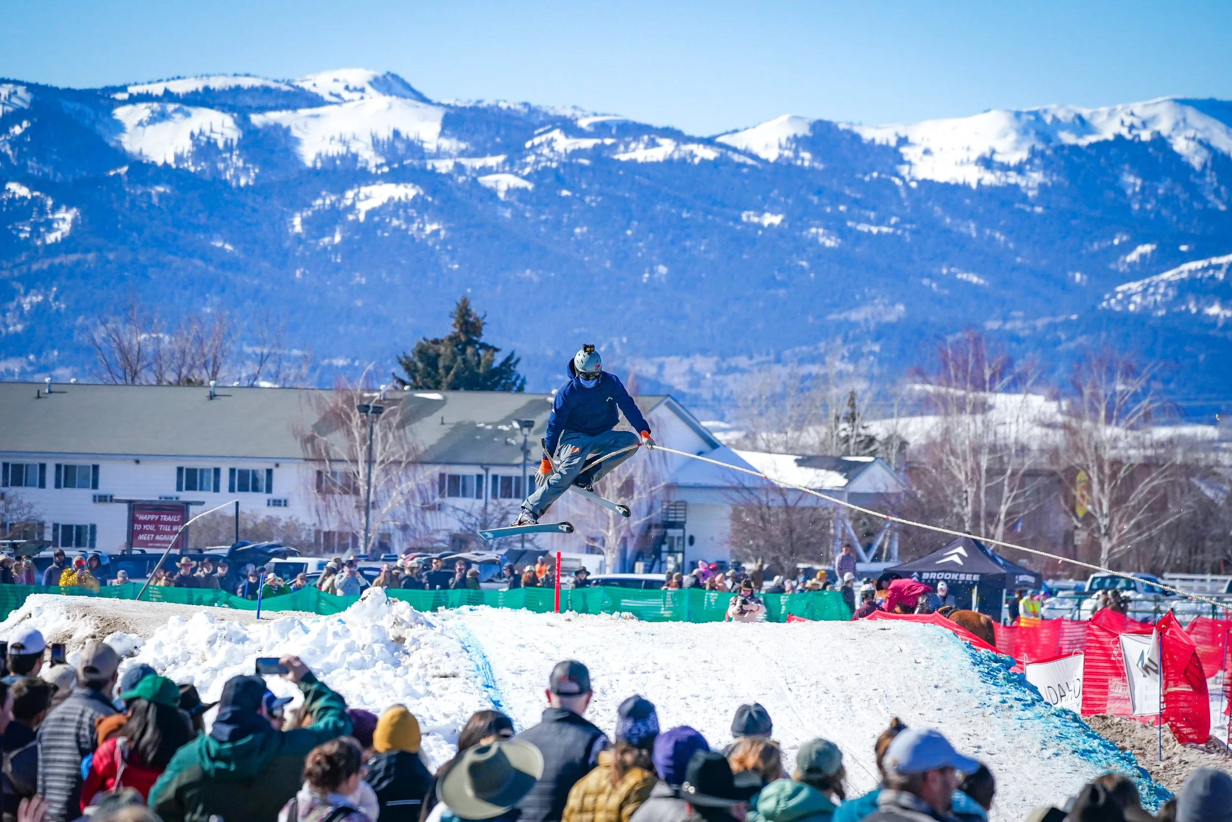 Some skiers got some great air over the "Idaho Potato Truck" that was filled with hundreds or spuds