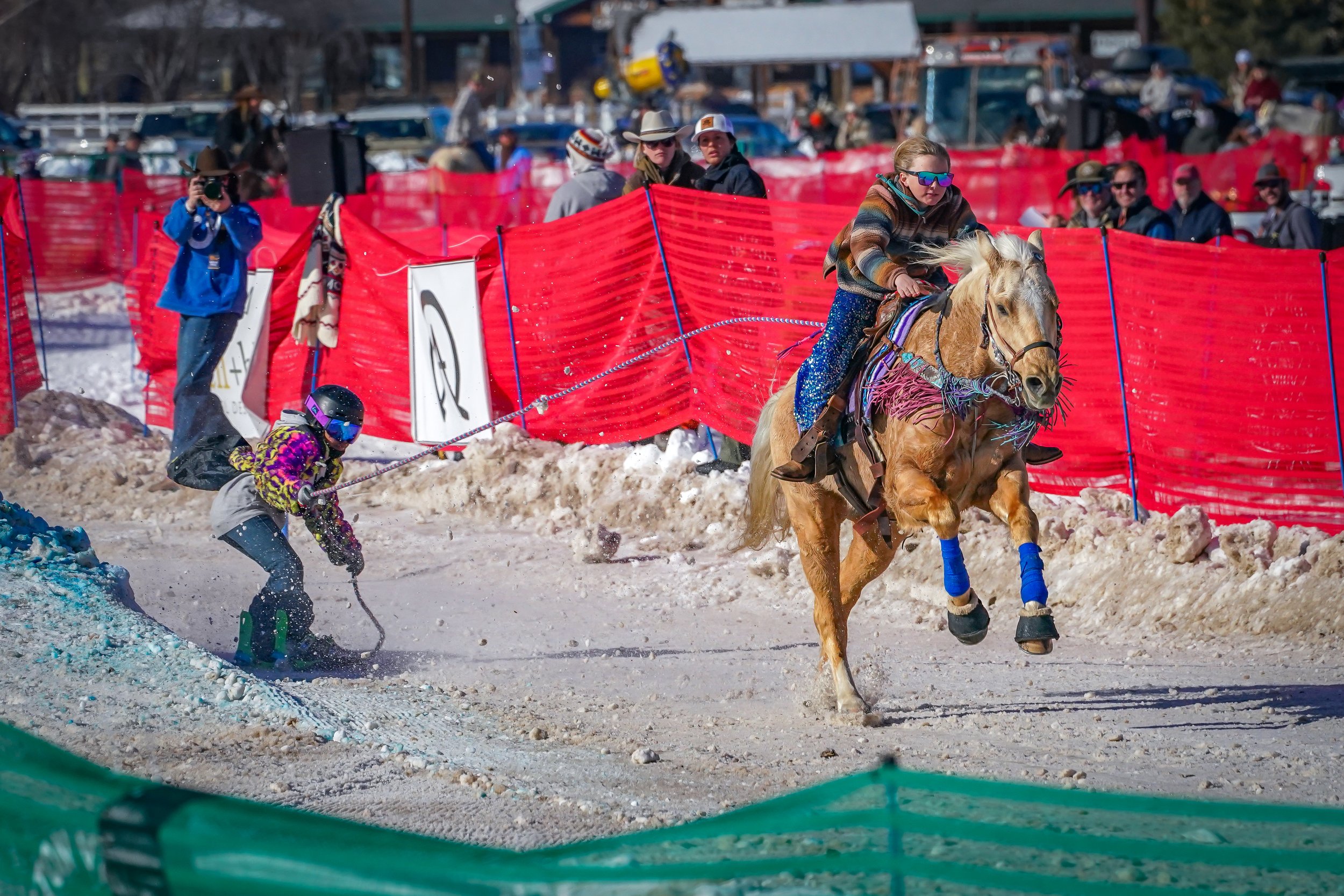 Snowboarding down the course for an extra challenge!