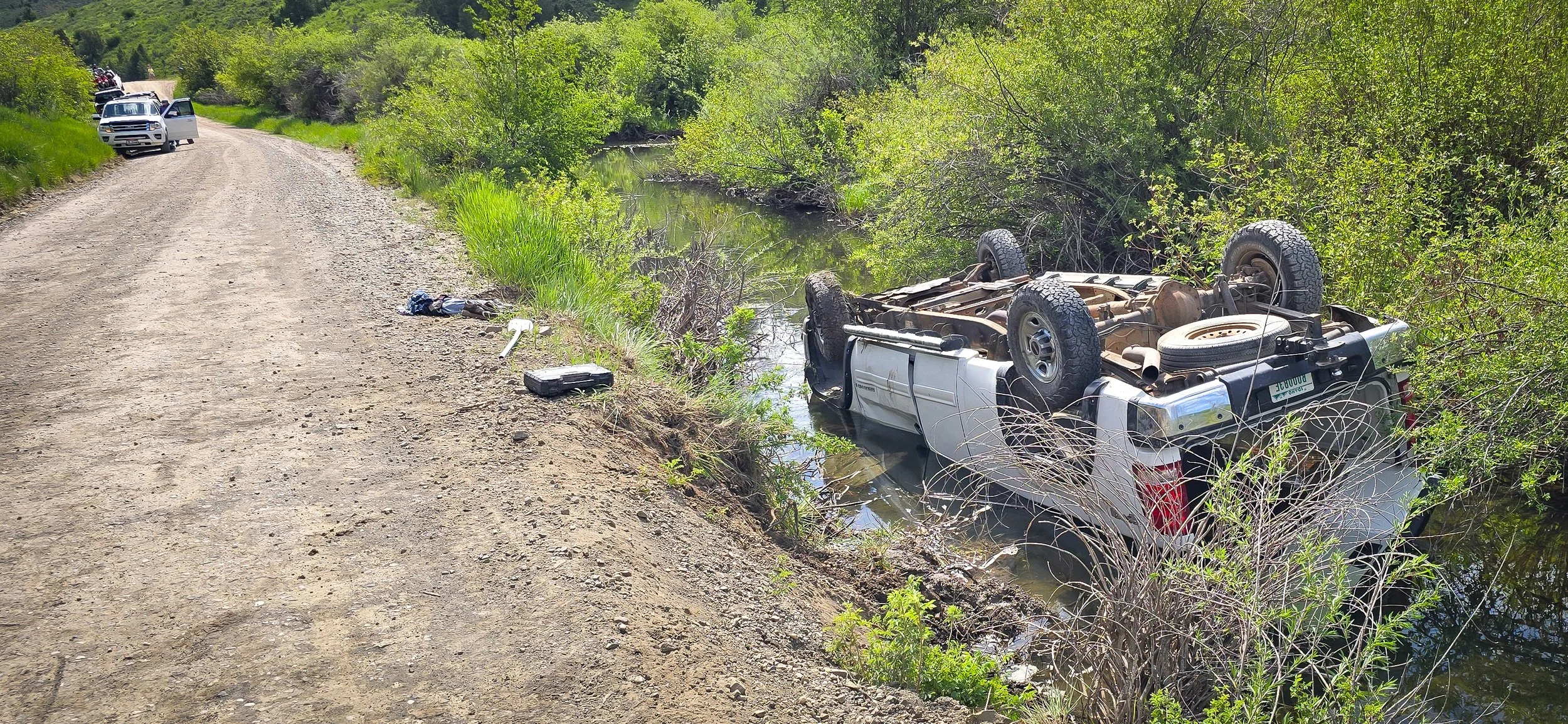 The aftermath of the truck accident - flight for life came and got the youngest boy (18 months) to the ICU.  He needed about 15 min of CPR after being pulled from the truck.  He is alive and still in the ICU today - but hopefully will not have long-t