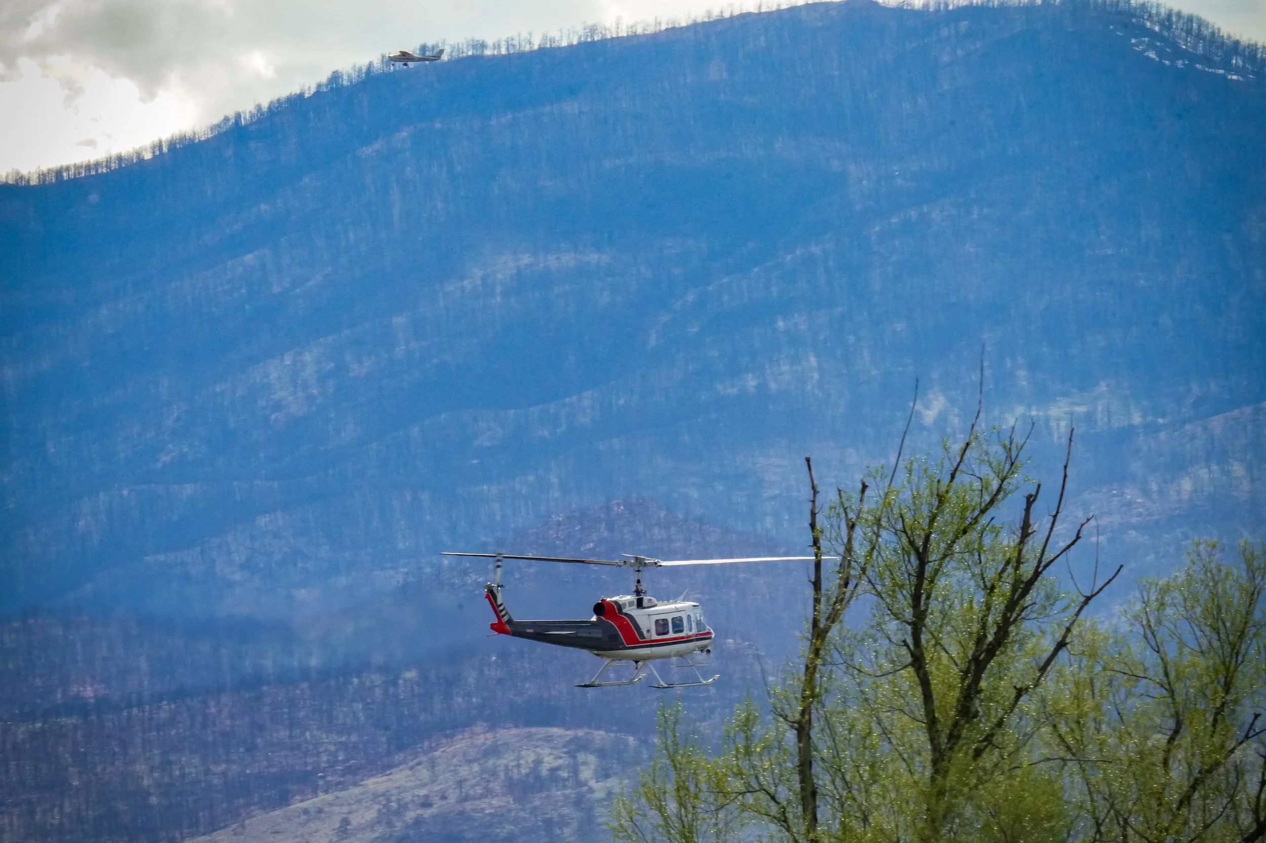 Helicopter landing at Vance Brand Airport