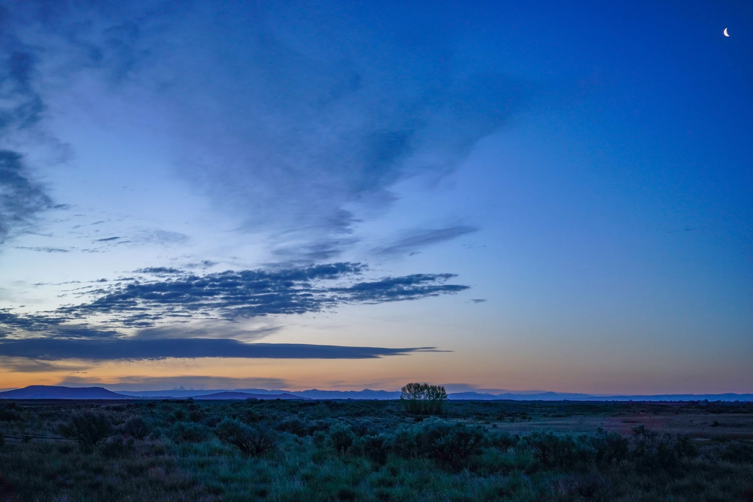 First light with the moon