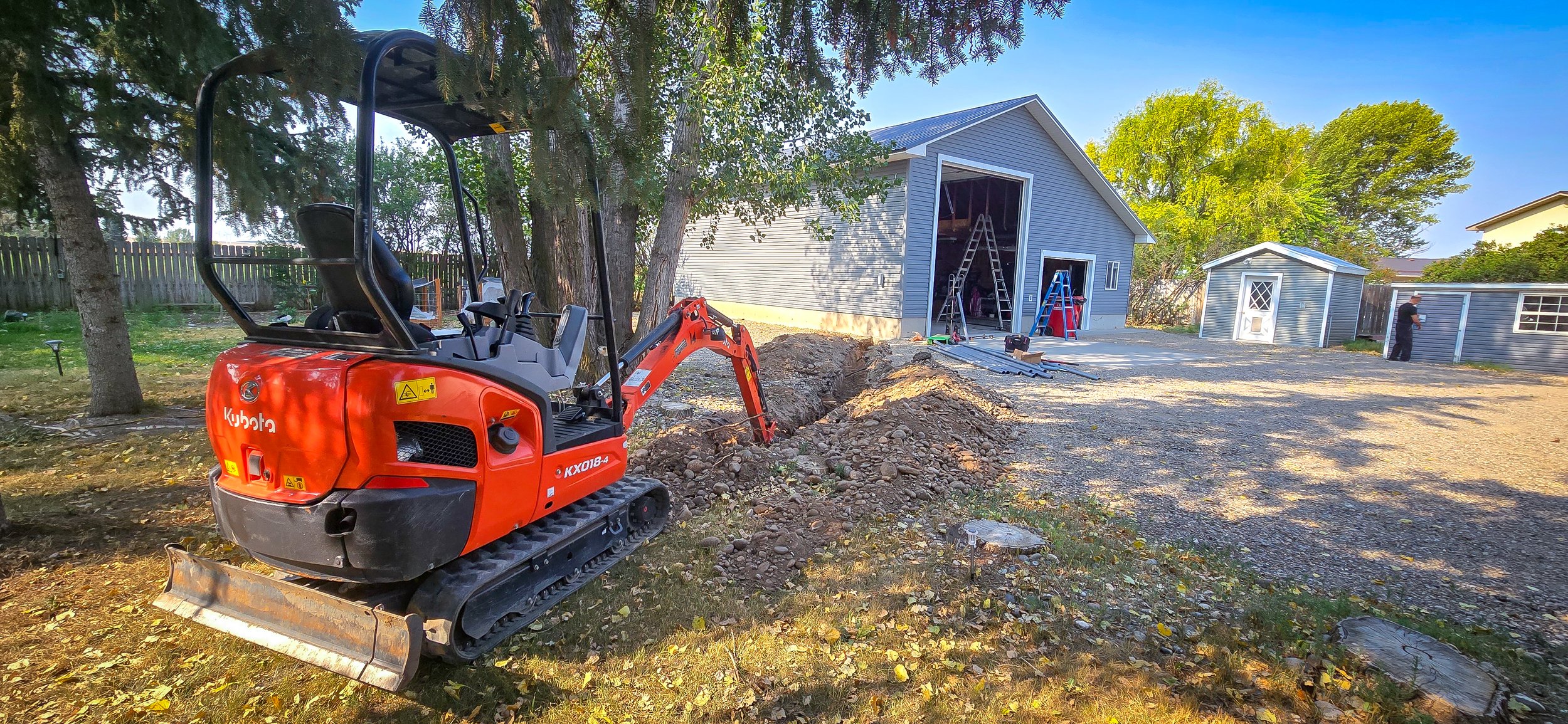 July also brought home projects - we lost power to our shop so had to get a new line put in from the house - now our sprinkler system needs repair and we had no idea how many big rocks were in our soil!