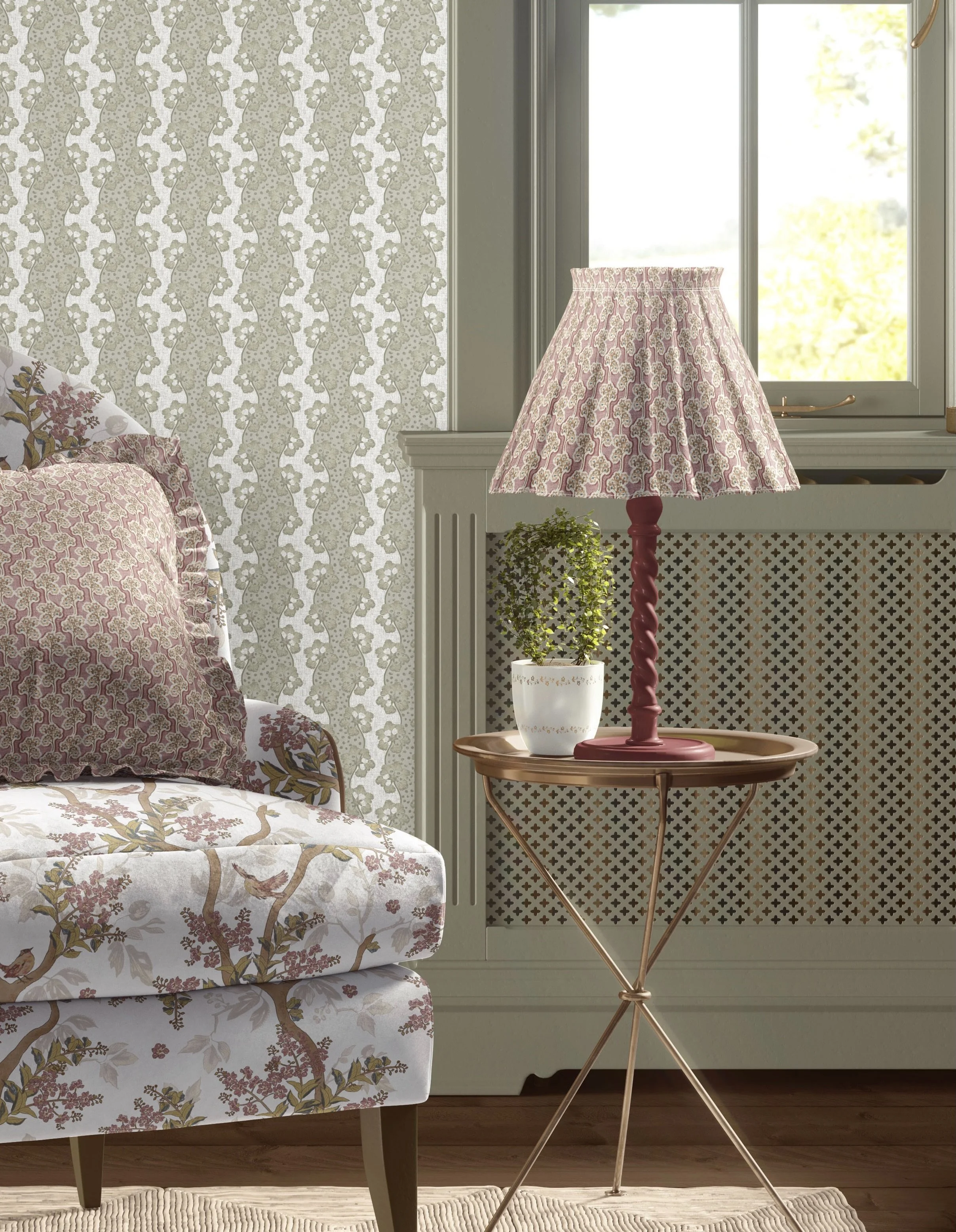 Can you spot the new one? 

Flora Stripe on the wall in the sage colorway. I&rsquo;ve been playing with it alongside Myrtle and Eloise and really love how it all comes together.

One of those days layering patterns, playing with color, second guessin