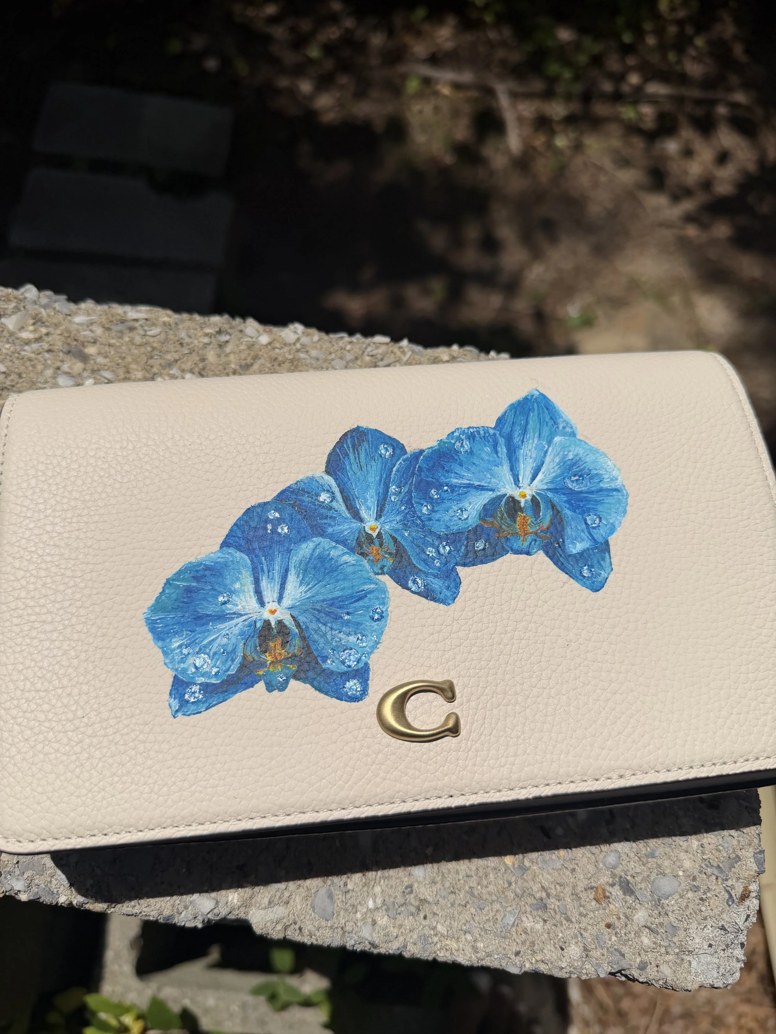 blue orchids customized coach bag