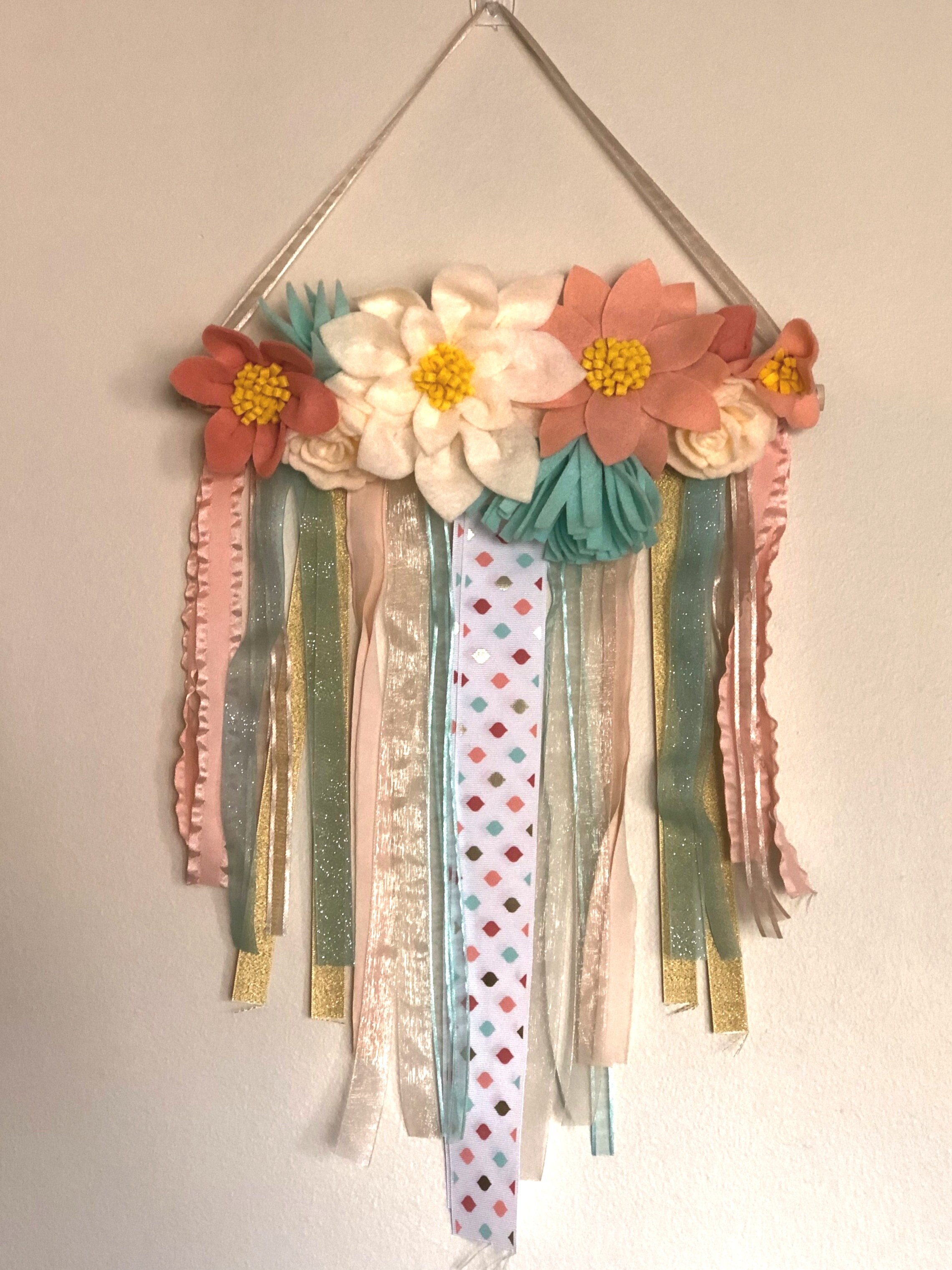 Spring Flower & Ribbon Wall Hanging