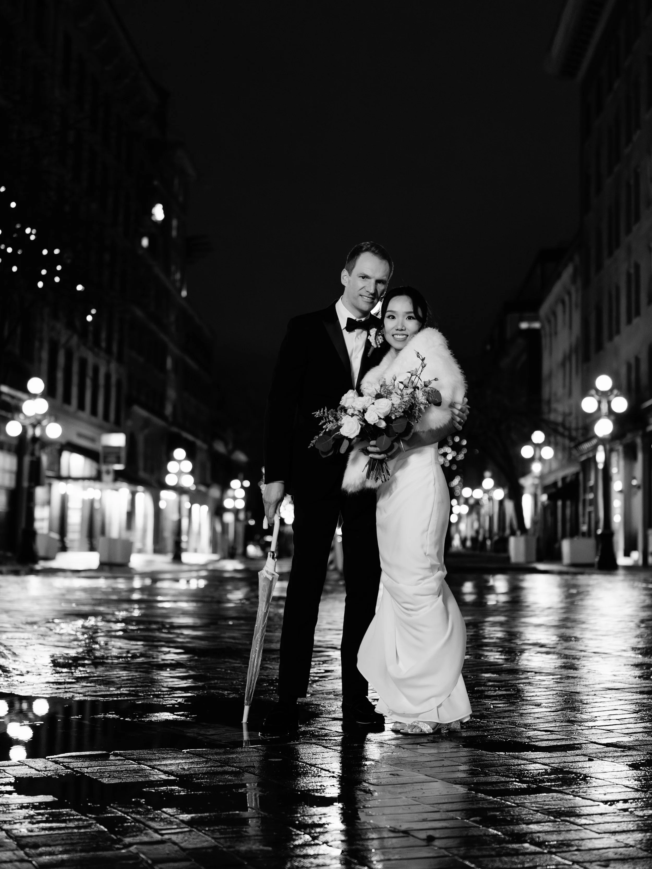 W +G ☔️ rainy night in Gastown 

deminphotography.com

#vancouverweddingphotography  #vancouverweddingphotographer #weddingphotography #wedding #bride