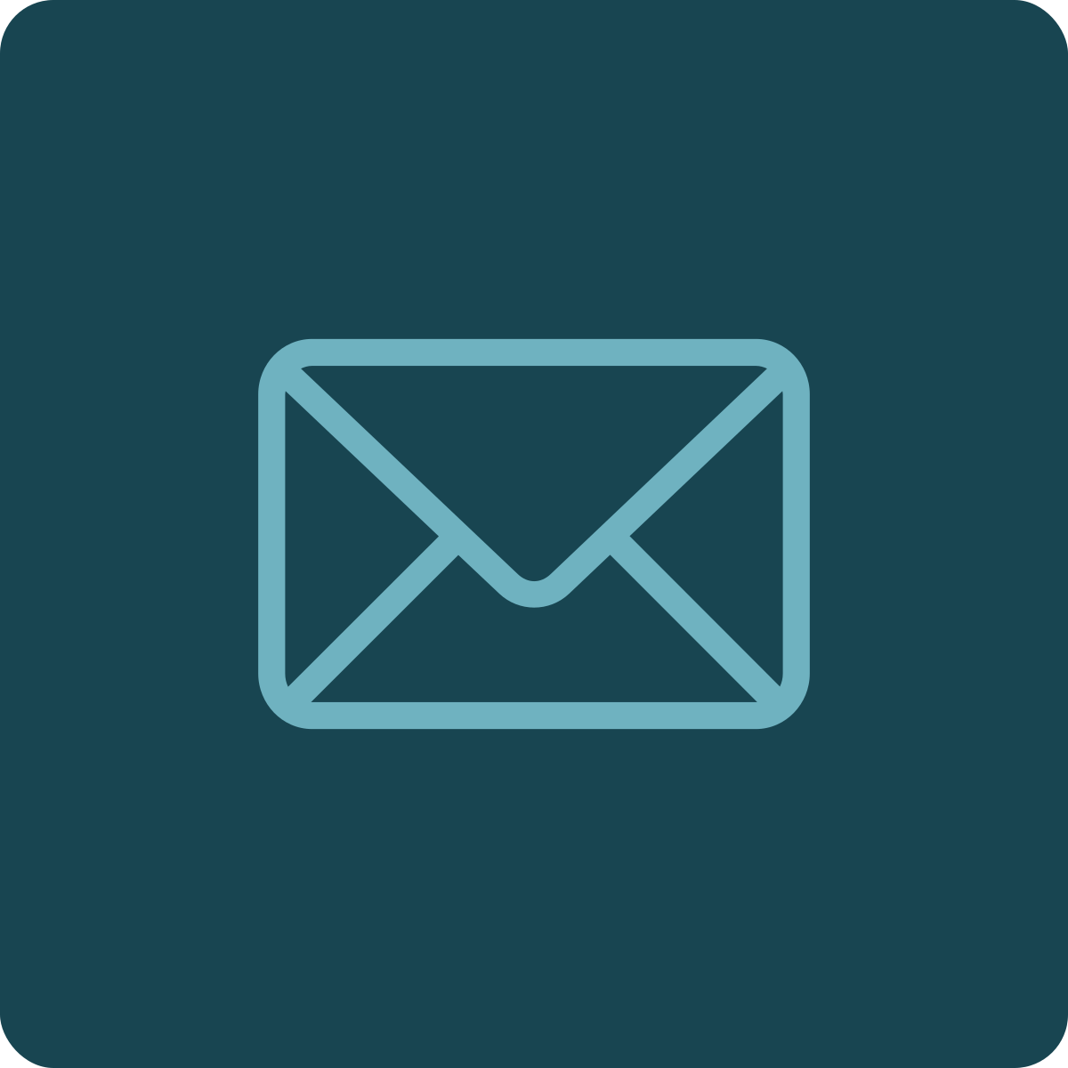 Icon of an envelope or mail in a minimalist style on a dark background.