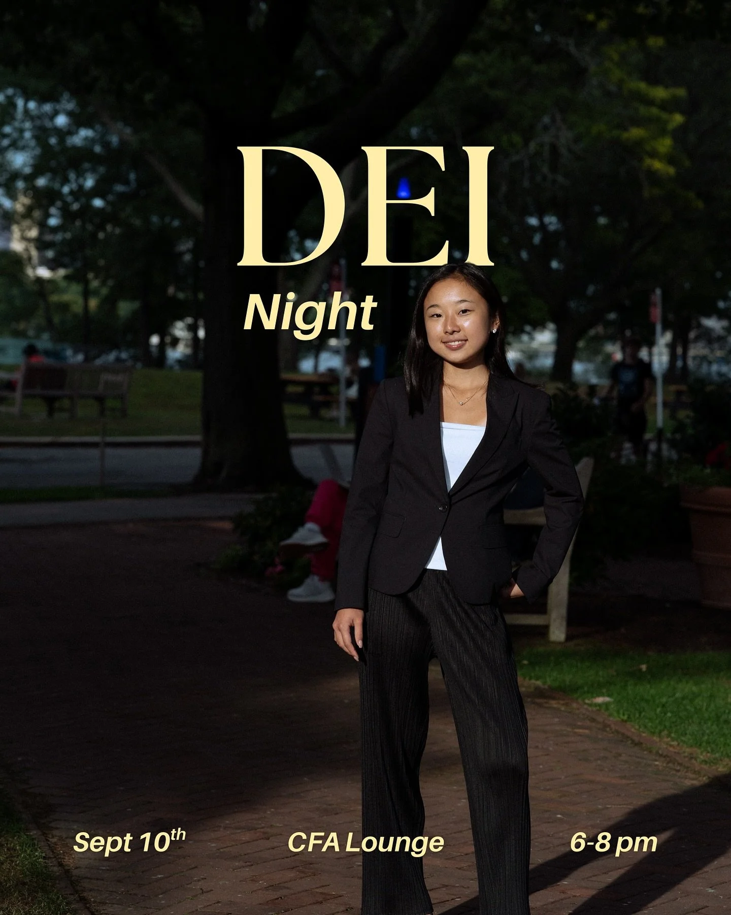 DEI Night tonight at the CFA Lounge 6pm-8pm 🕴️

Meet Koto Okada, our DEI Director.
Koto, together with the DEI Committee, is leading our Diversity, Equity, and Inclusion event tonight!

We have exciting activities planned, and we hope to see you the