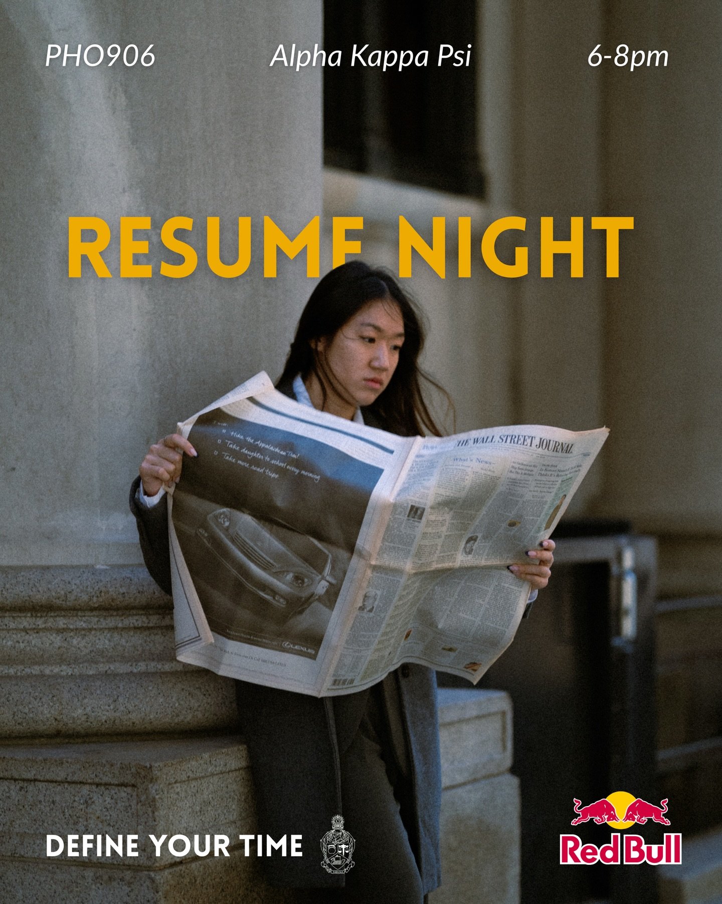 Resume Night tonight at PHO 906 from 6:00
to 8:00 pm!

Bring 4-5 hard copies of your resume and a pen.
Don&rsquo;t worry if your resume isn&rsquo;t perfect, our brothers, Ashley and Bryan, will lead a hands-on workshop to help polish it.

You&rsquo;l