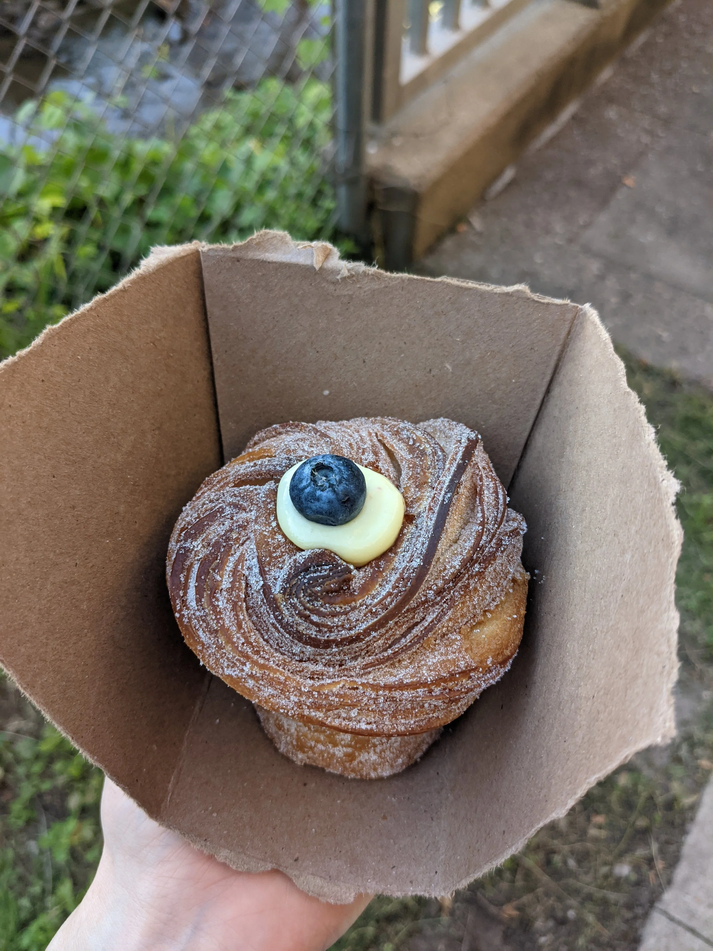Blueberry Jam and Lemon Curd Cruffin
