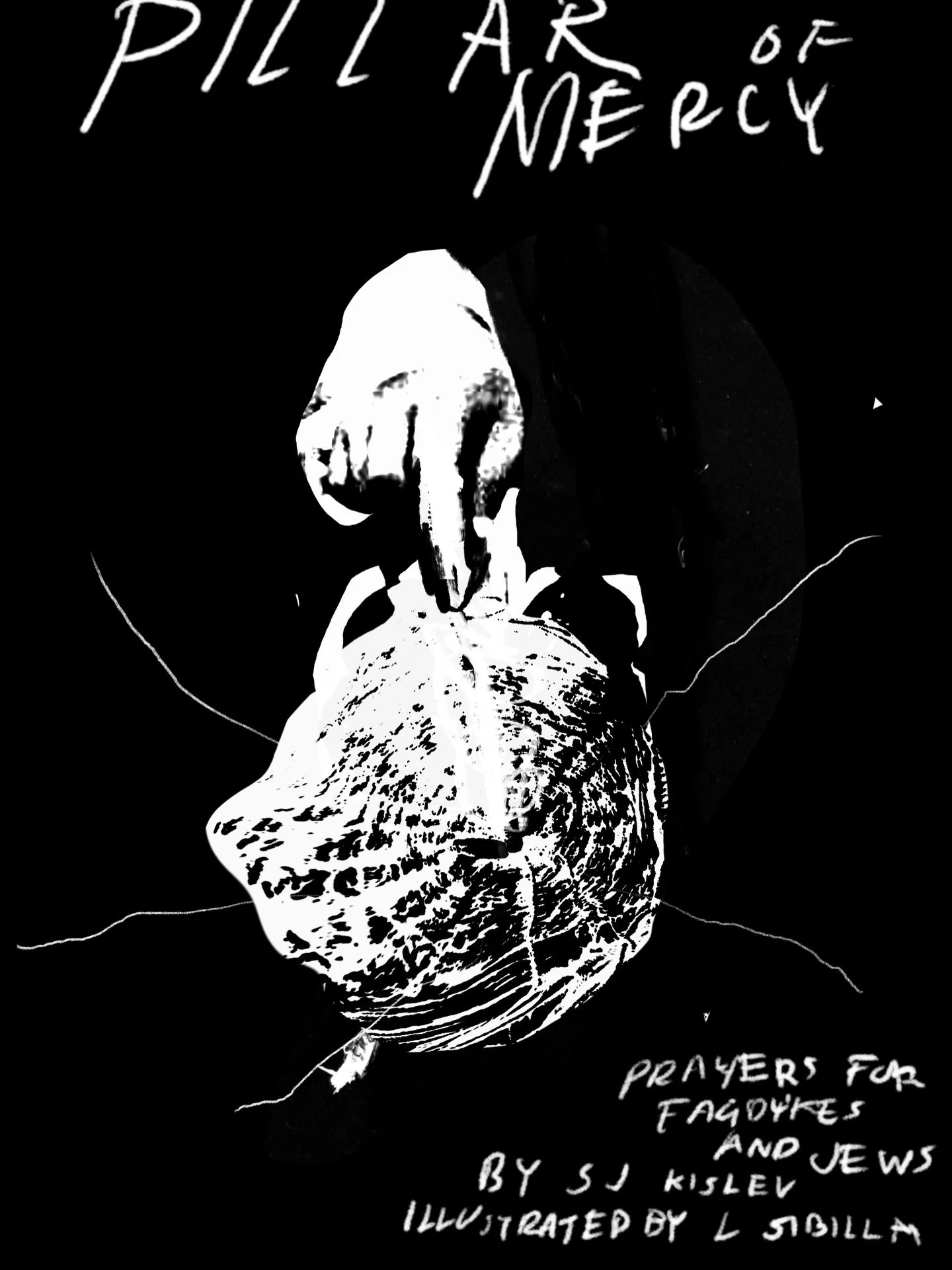 This past year, I got to illustrate a friend&rsquo;s poetry book: PILLAR OF MERCY: Prayers for Fagdykes and Jews. They&rsquo;re printed now, and for sale🔹 
Ten (gut-heart-essay-variety big epic) poems from SJ, and ten collage-drawings from me to acc