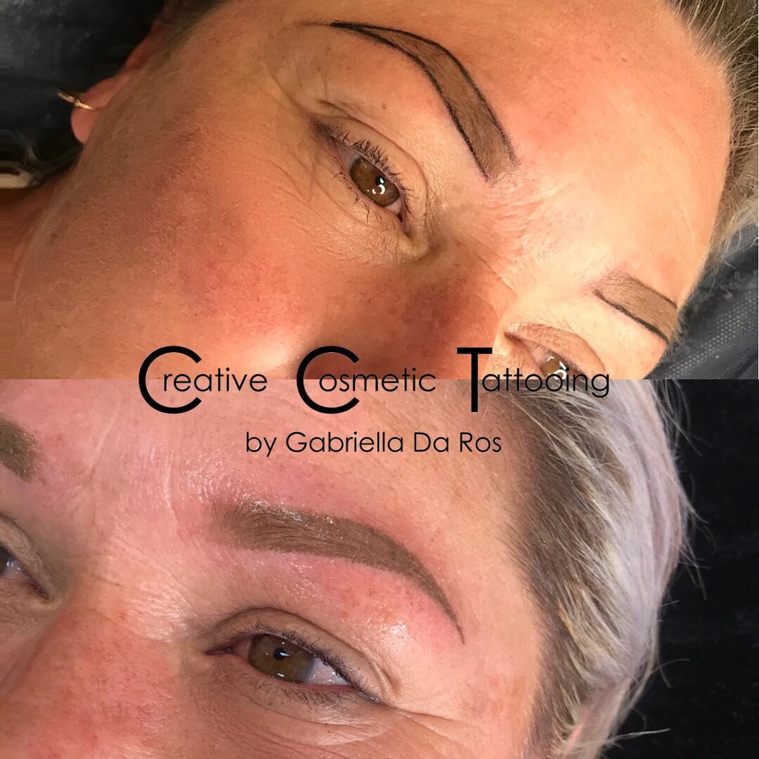 ⚠️ CORRECTION JOB ⚠️ 

This lovely client came to me for a correction job. She had her eyebrows tattooed elsewhere and wished for a new shape and colour.
As you can see in the image, I carefully shaped the brows based on her facial features, then go 
